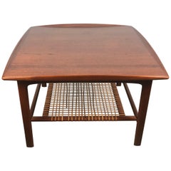 Classic Scandinavian Teak and Cane Occasional Table by Folke Ohlsson, Sweden