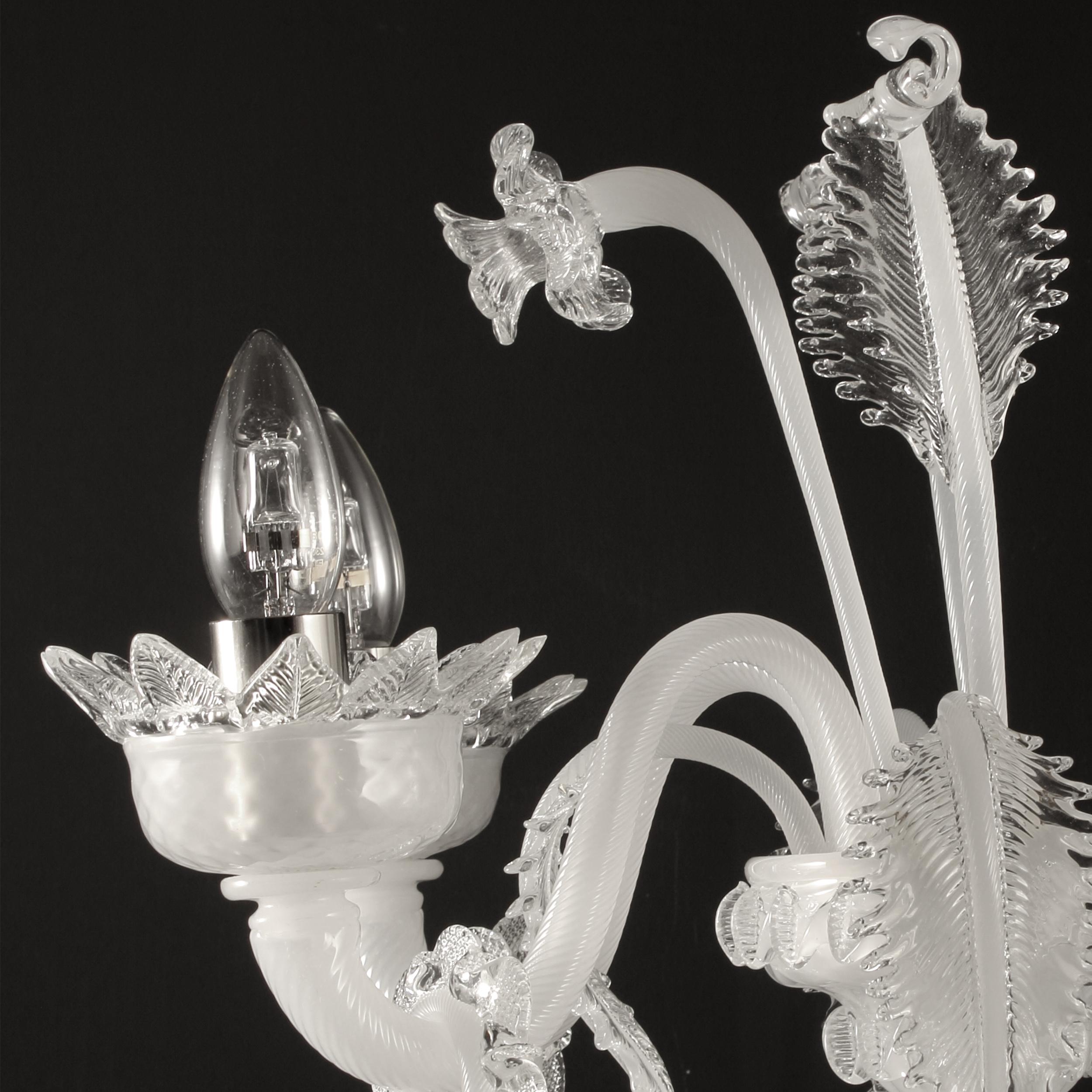 Other Classic Sconce 2 Arms White Silk-clear Murano Glass by Multiforme in stock For Sale