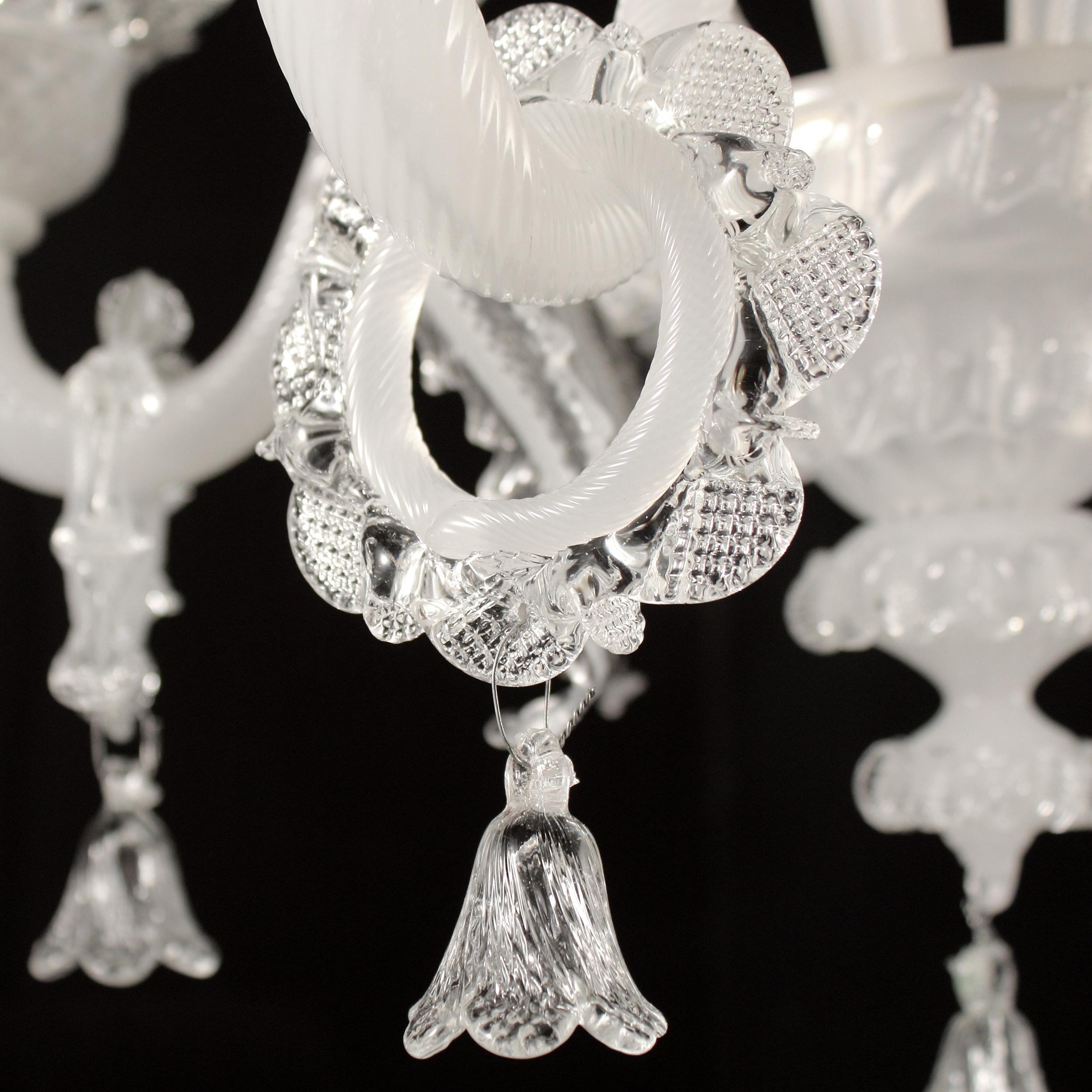 Contemporary Classic Sconce 2 Arms White Silk-clear Murano Glass by Multiforme in stock For Sale