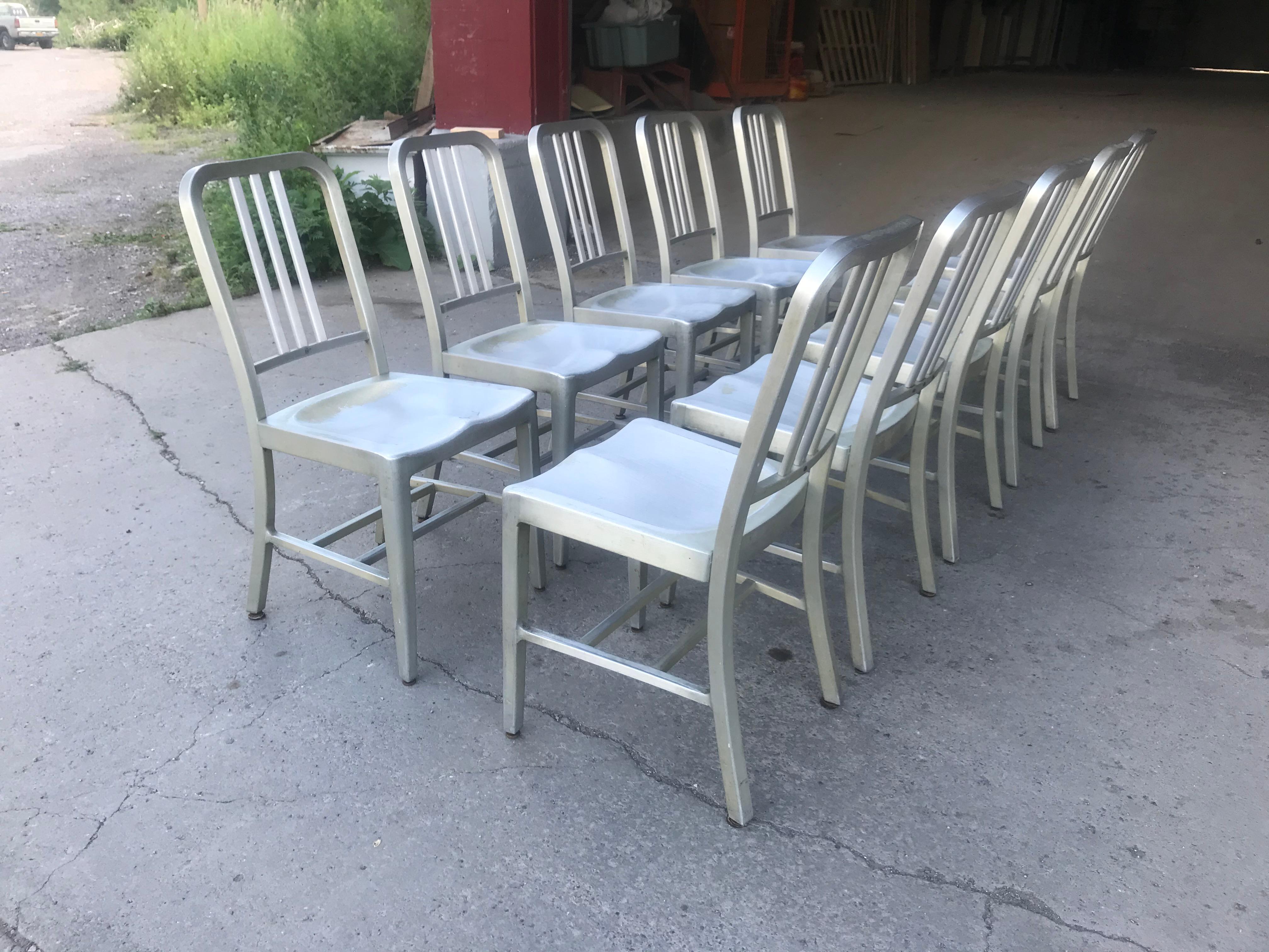 Industrial Classic set 10 Goodform All Aluminum Dining Chairs, /side chairs, 