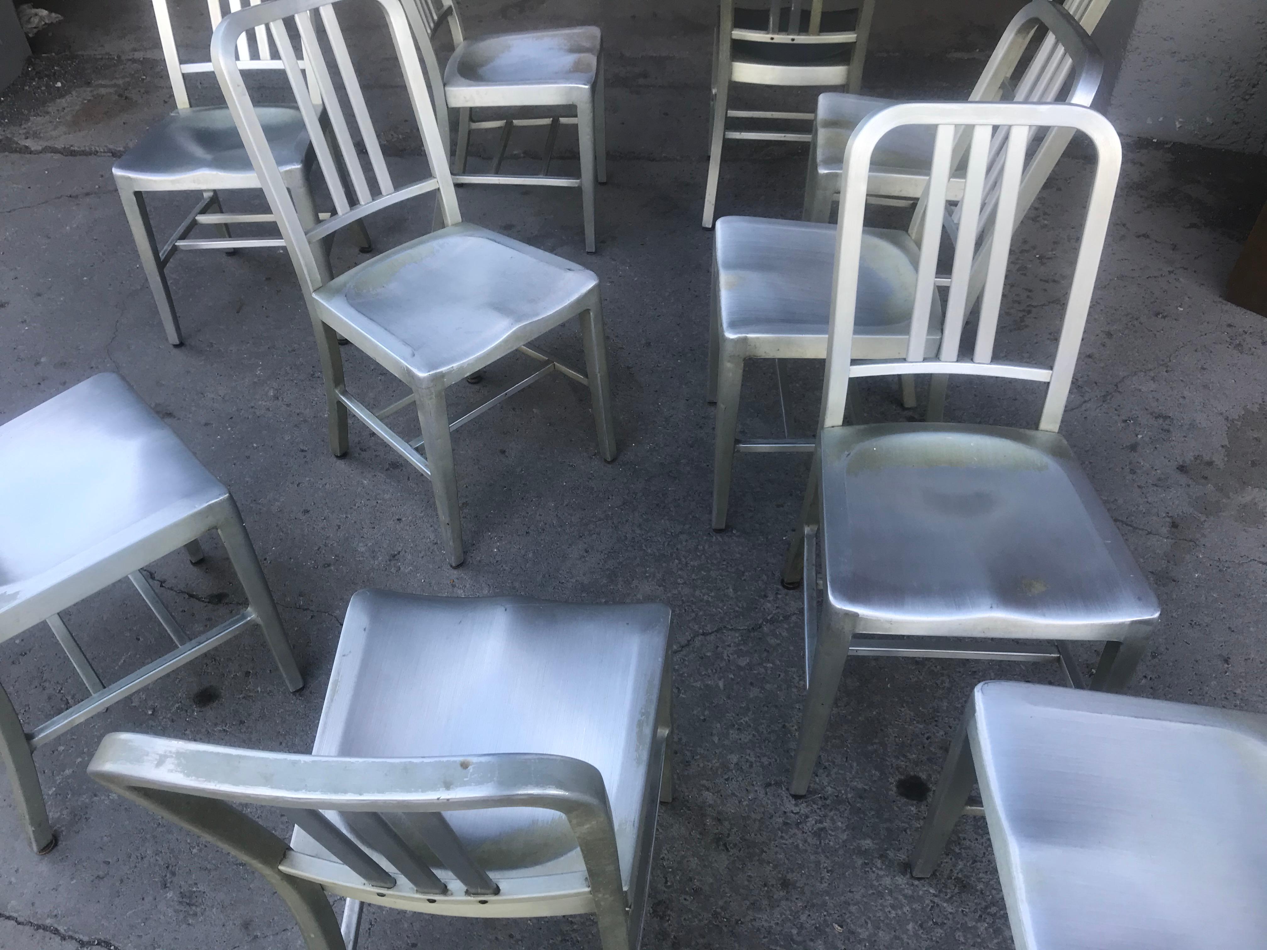 Classic set 10 Goodform All Aluminum Dining Chairs, /side chairs,  In Good Condition In Buffalo, NY