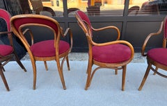 Classic SET 4 Bentwood and Fabric Armchairs attributed to THONET