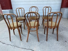 Classic Set of 6 Bentwood Cafe Dining Chairs, Attributed to Thonet