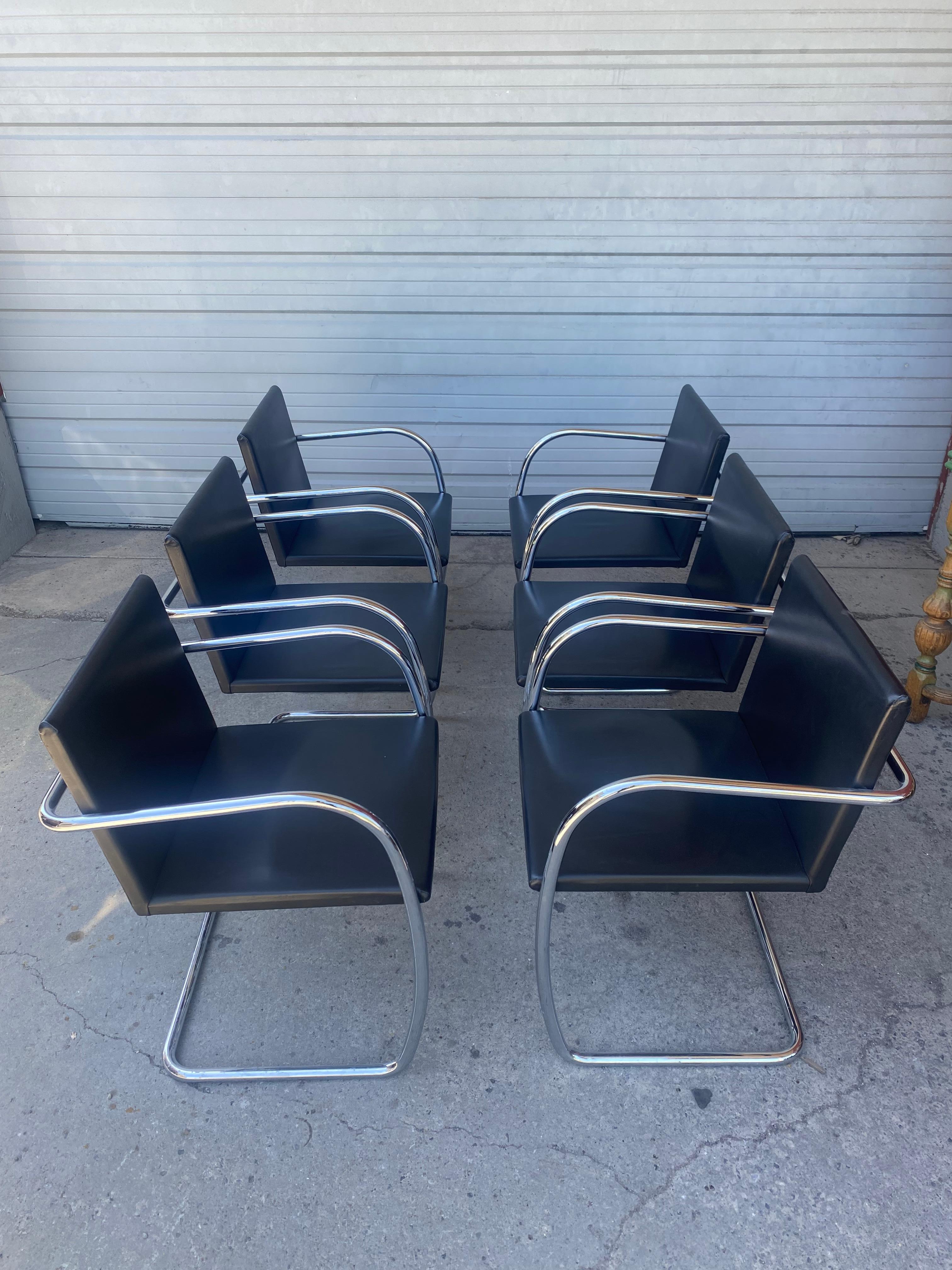 Classic set 6 Brno Chairs , , Black Leather & Chrome, , MADE BY kNOLL sTUDIO'S For Sale 3