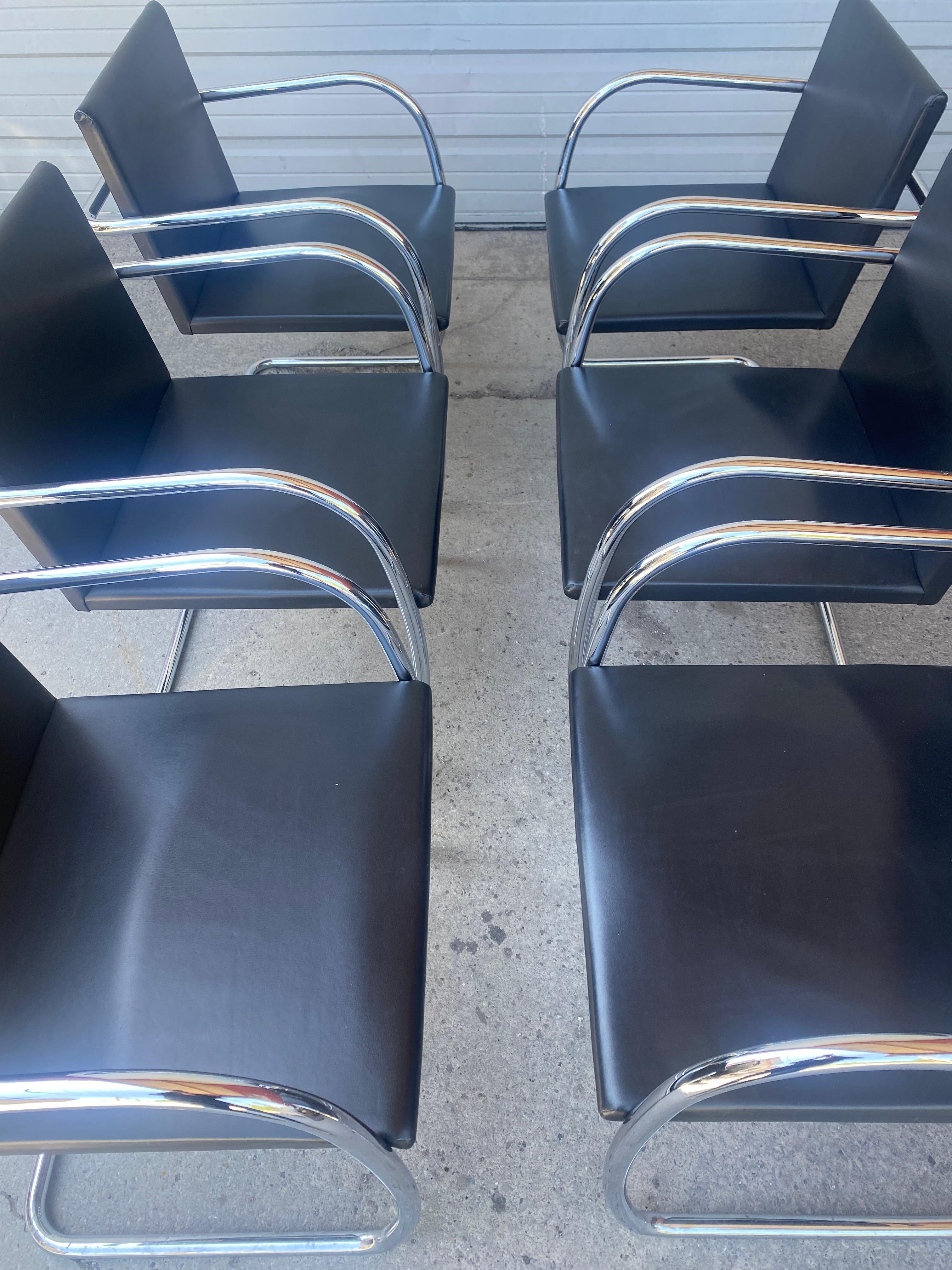 Classic set 6 Brno Chairs , , Black Leather & Chrome, , MADE BY kNOLL sTUDIO'S For Sale 5