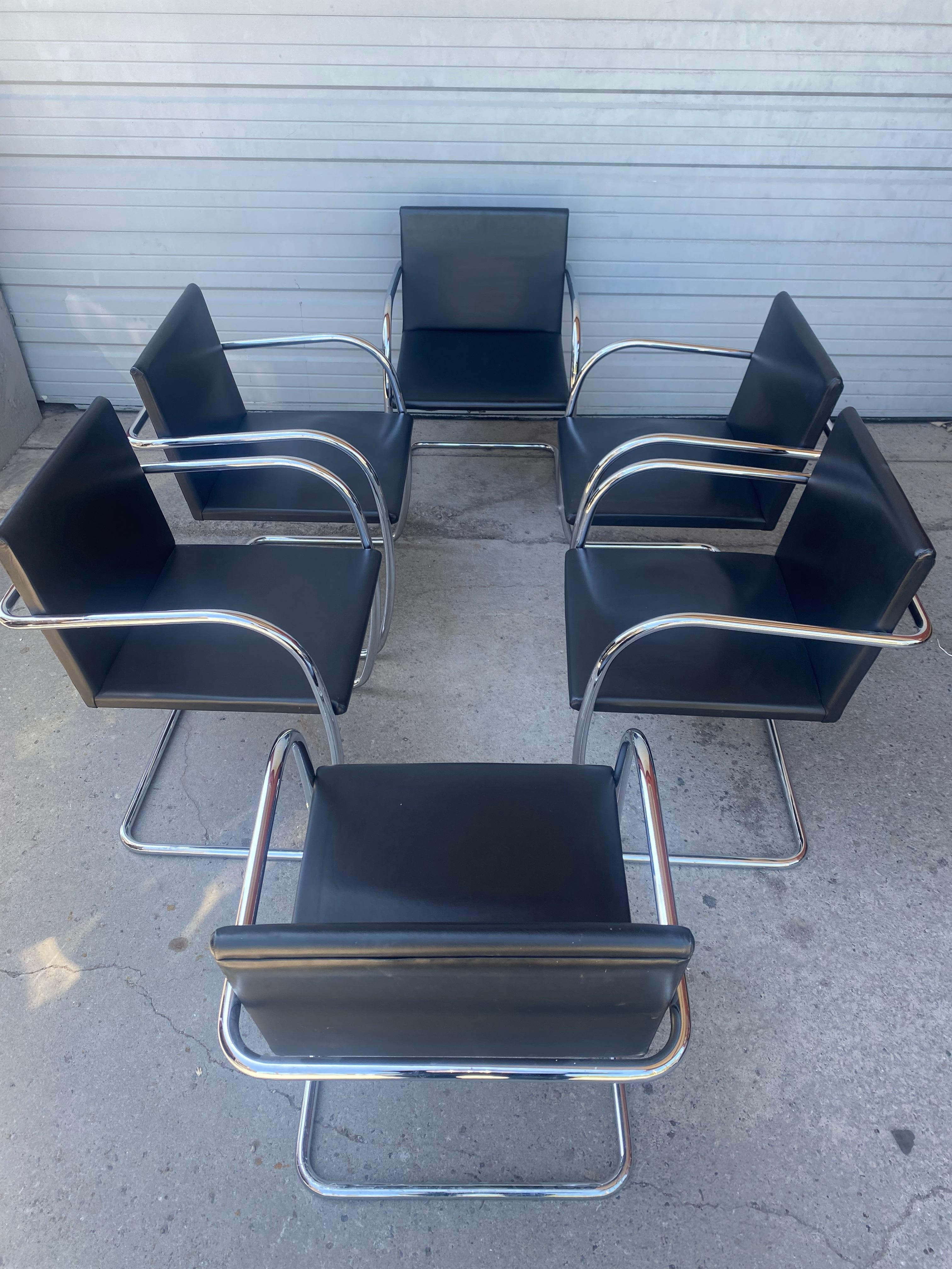 Classic set 6 Brno Chairs , , Black Leather & Chrome, , MADE BY kNOLL sTUDIO'S For Sale 1