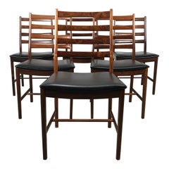 Classic Set of 6 Rosewood Ladder Back Dining Chair by Westnofa, Norway