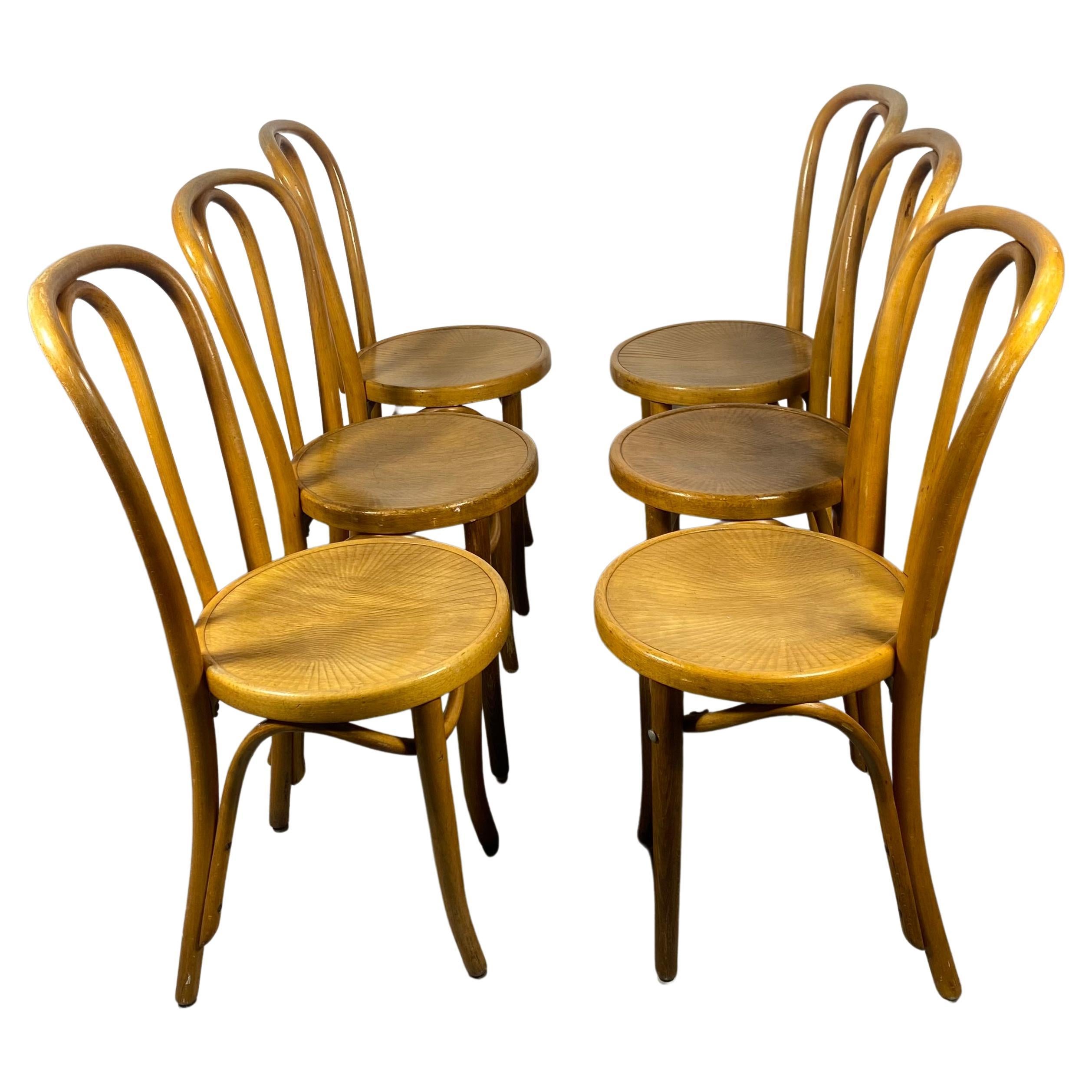 Classic Set 6 Thonet No. 18 Bentwood Bistro Dining Chairs For Sale
