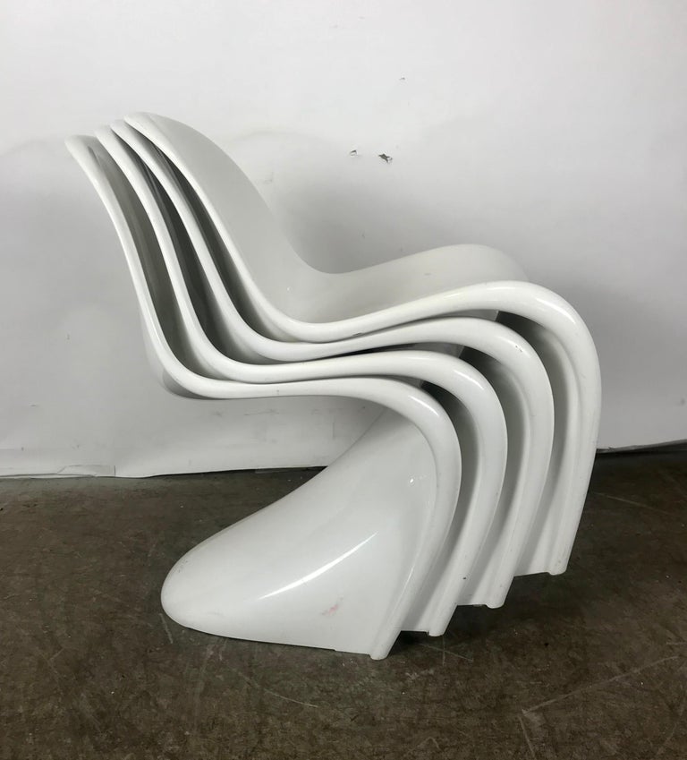 White Molded Plastic 'S' Chairs by Verner Panton for Vitra at 1stDibs
