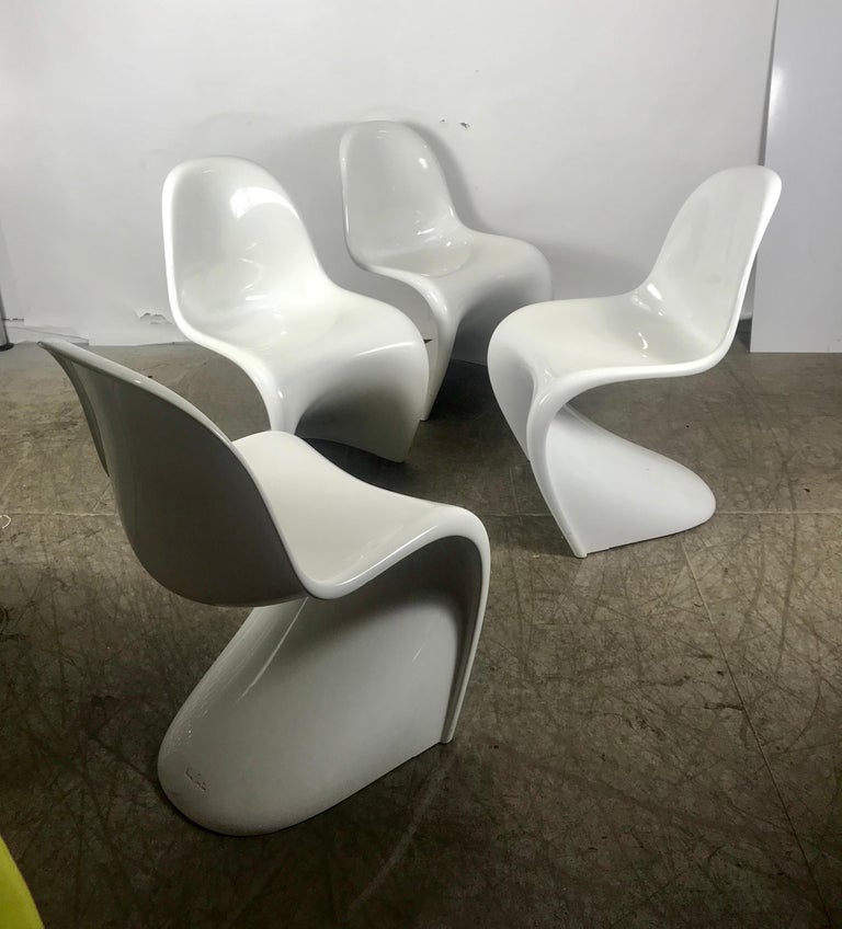White Molded Plastic 'S' Chairs by Verner Panton for Vitra at 1stDibs
