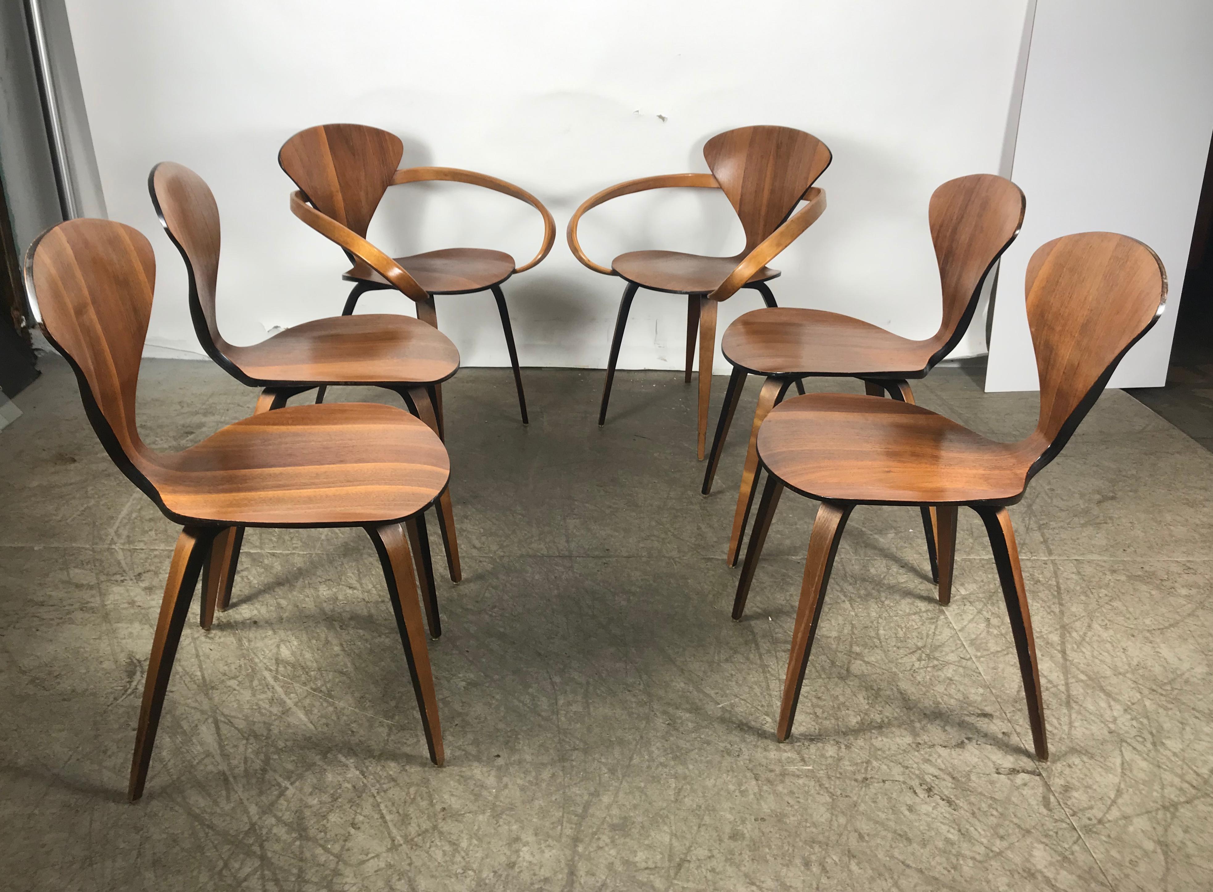 Classic Set of 6 Dining Chairs by Norman Cherner for Plycraft, Pretzel Captain 3