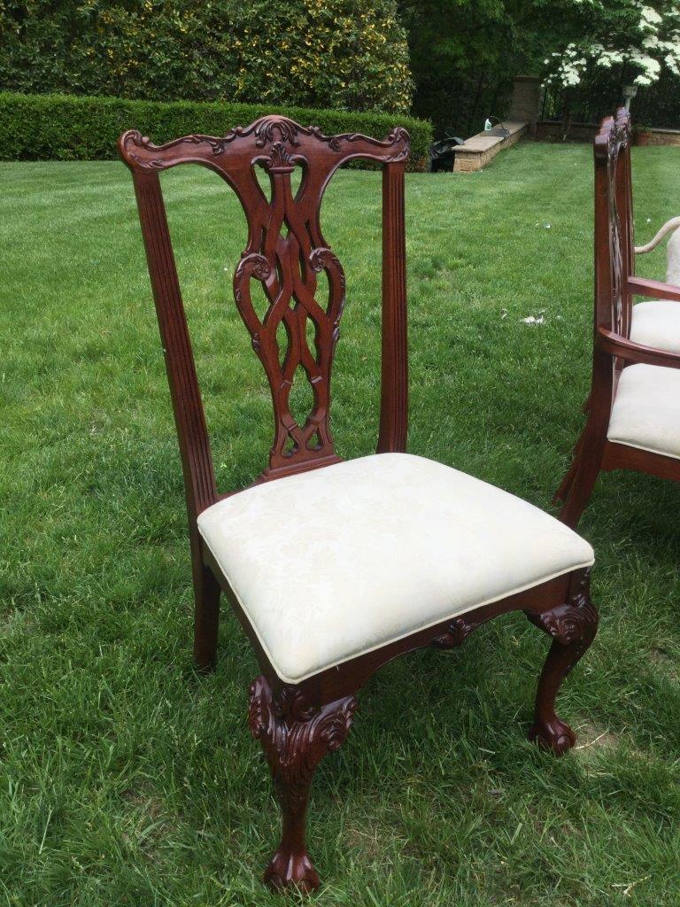 Classic Set of 6 English Mahogany Chippendale Style Dining Chairs 4