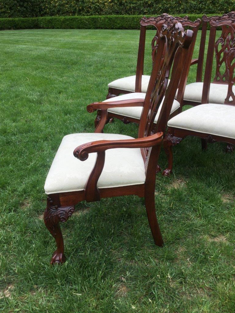 Classic Set of 6 English Mahogany Chippendale Style Dining Chairs 1