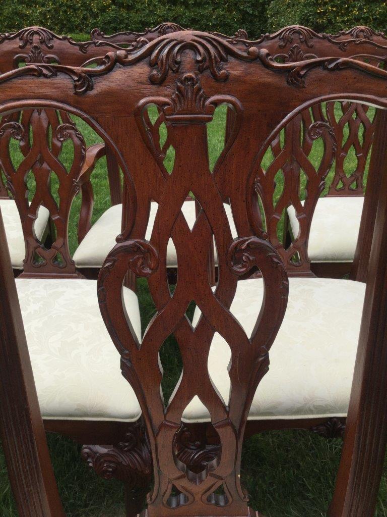 Classic Set of 6 English Mahogany Chippendale Style Dining Chairs 2