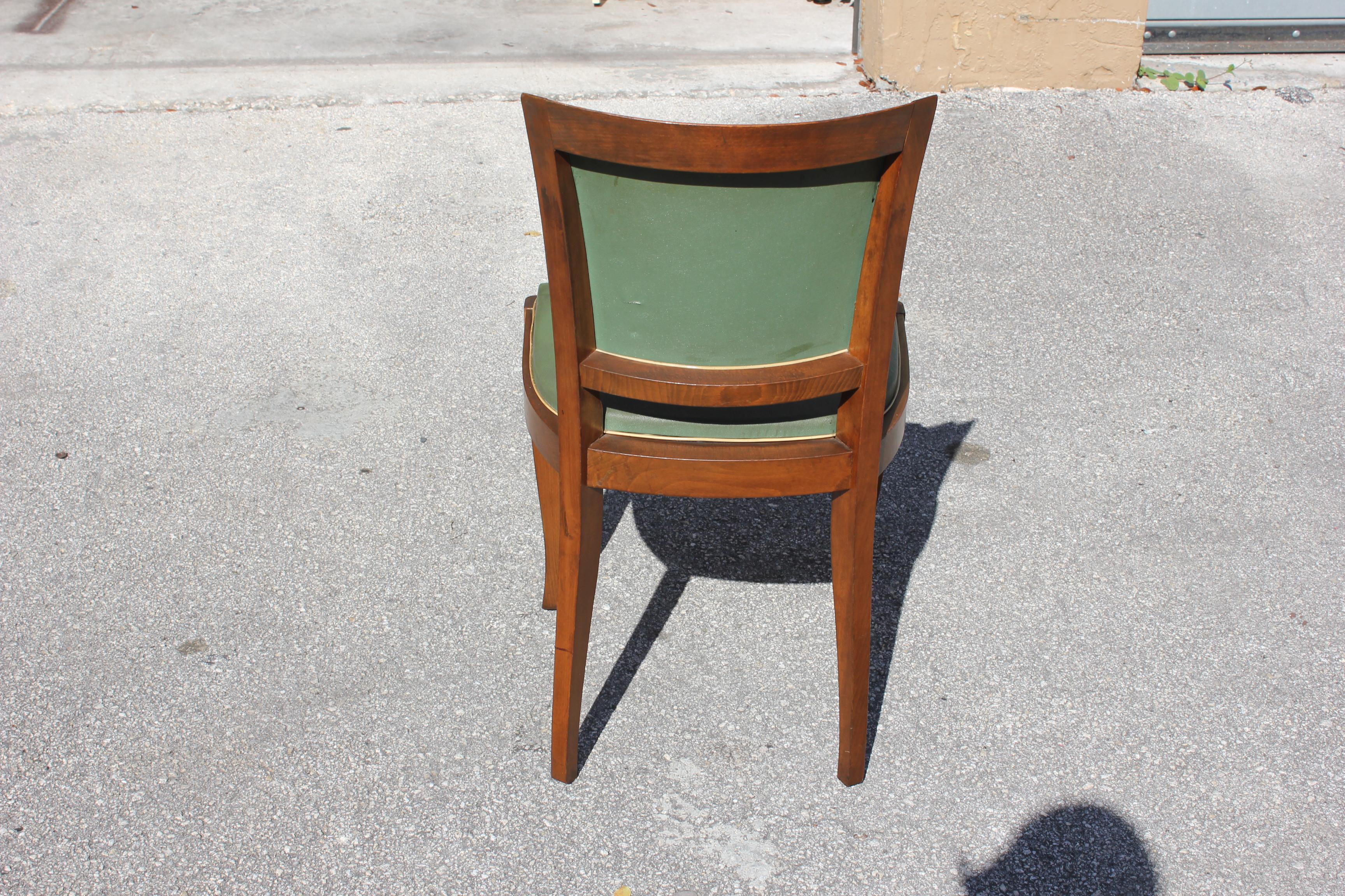 Classic Set of 6 French Art Deco Solid Mahogany Dining Chairs, circa 1940s 7