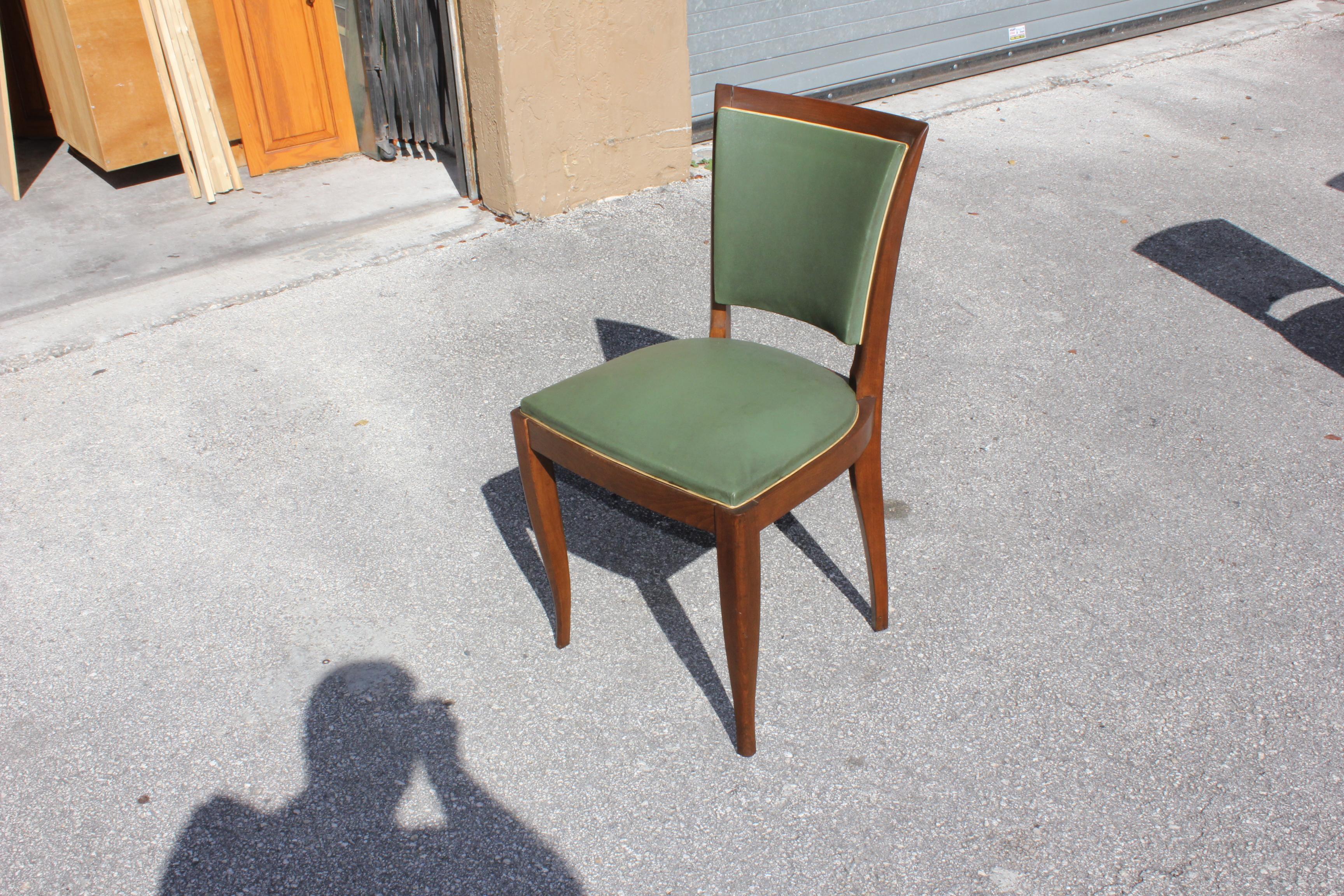 Classic Set of 6 French Art Deco Solid Mahogany Dining Chairs, circa 1940s 5