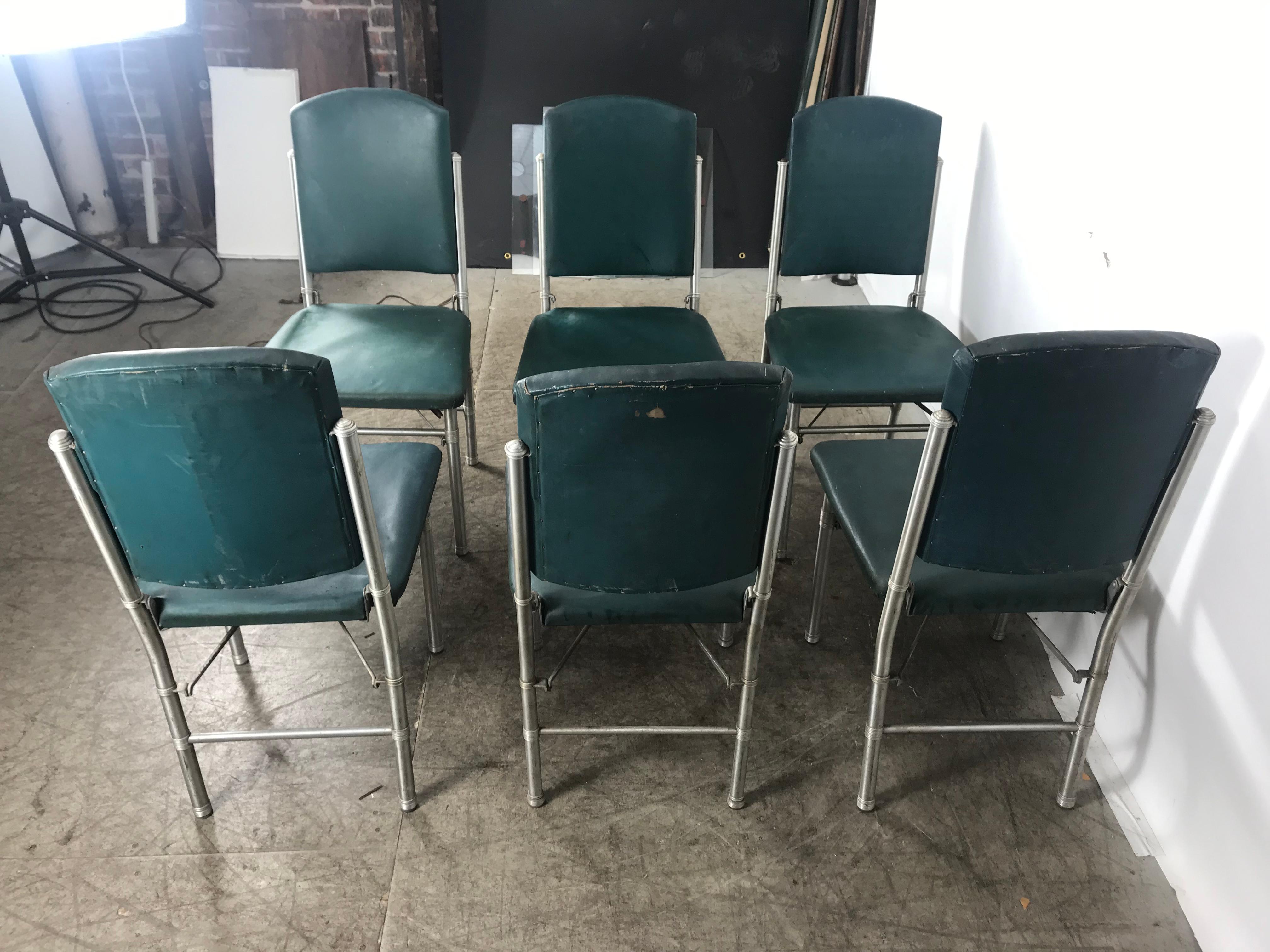 Classic set of 6 Side Dining Chairs by Warren McArthur..Art Deco, Machine Age In Good Condition In Buffalo, NY