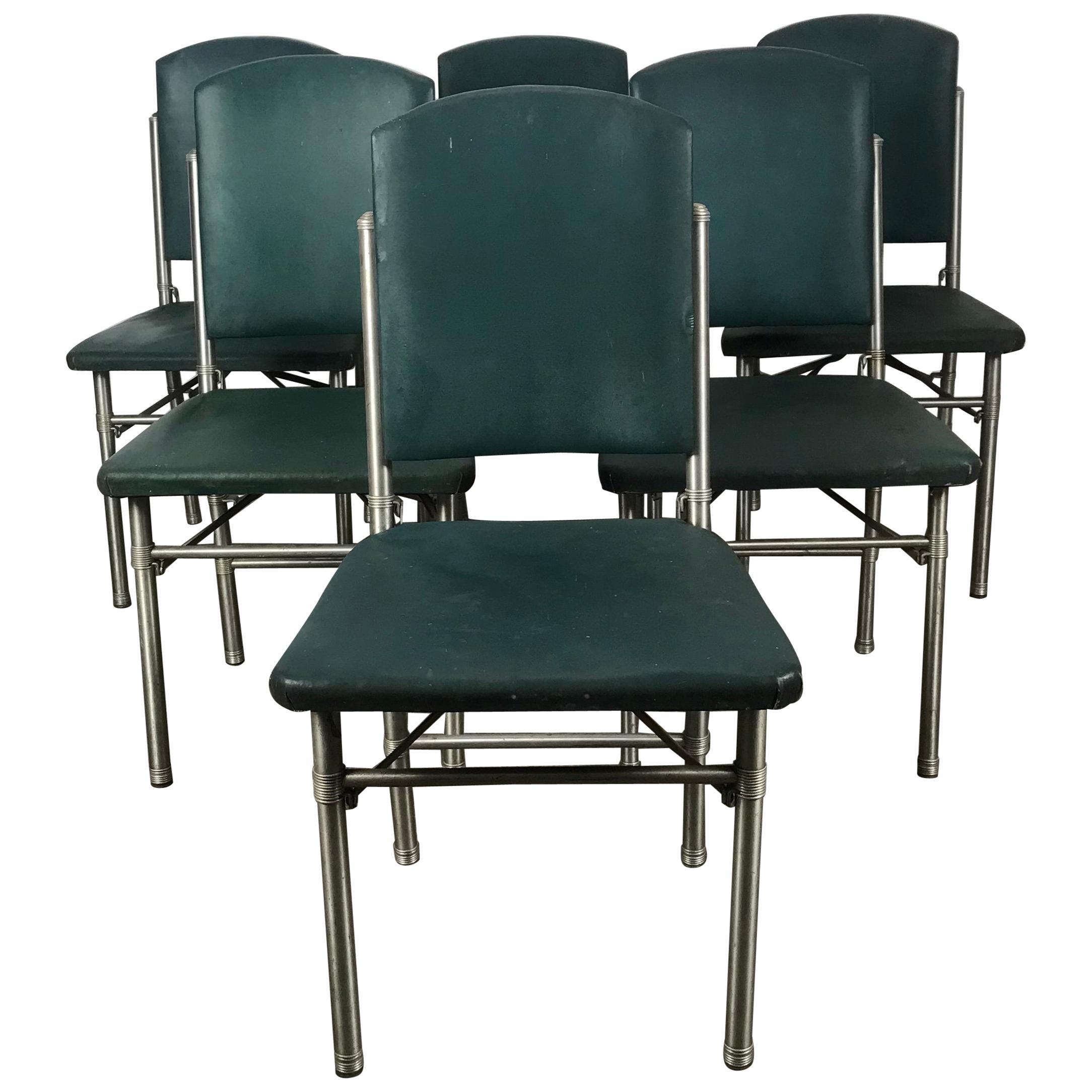 Classic set of 6 Side Dining Chairs by Warren McArthur..Art Deco, Machine Age