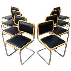 Classic Set of 8 Marcel Breuer Cesca Chairs, Made in Italy