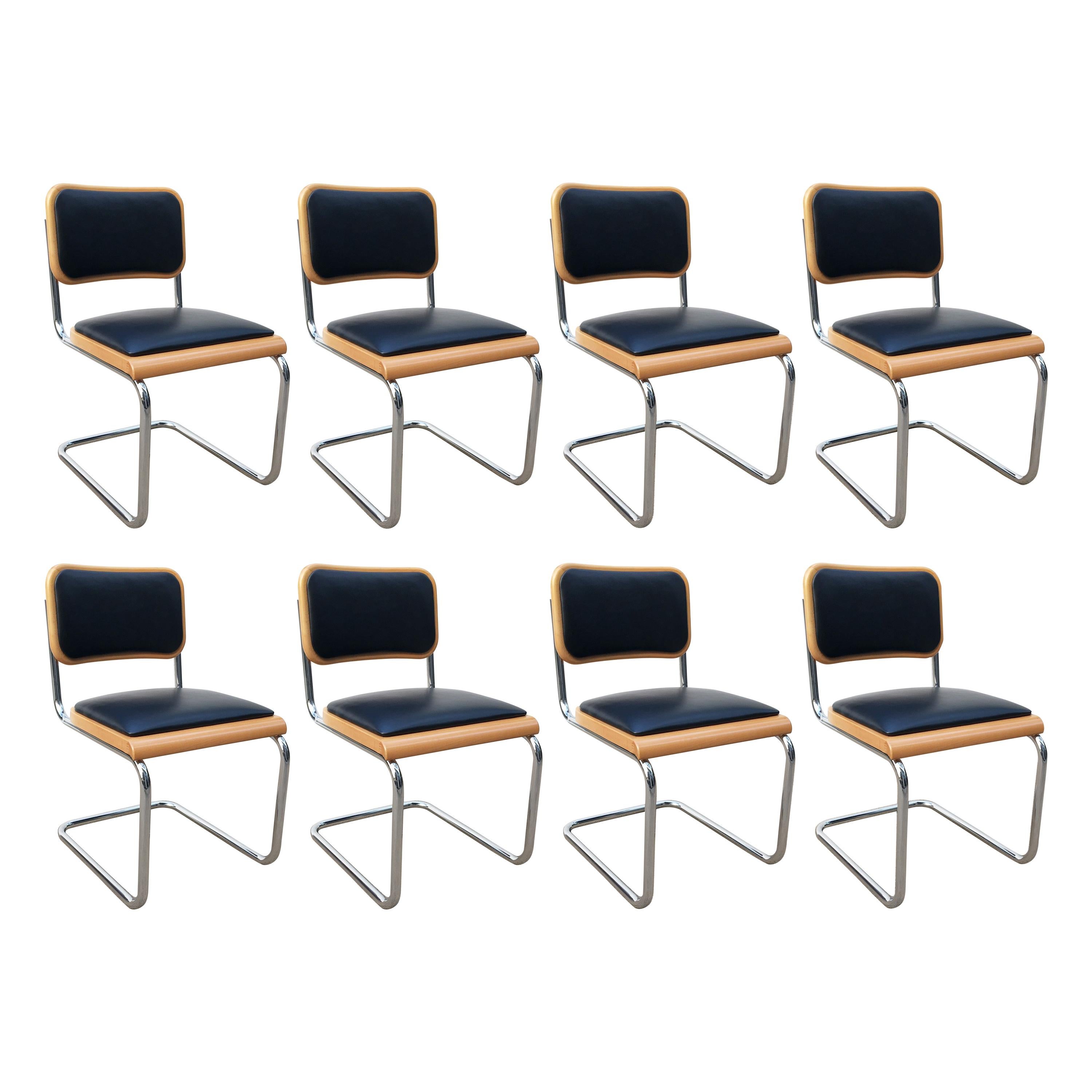 Classic Set of 8 Marcel Breuer Cesca Chairs, Made in Italy at 1stDibs