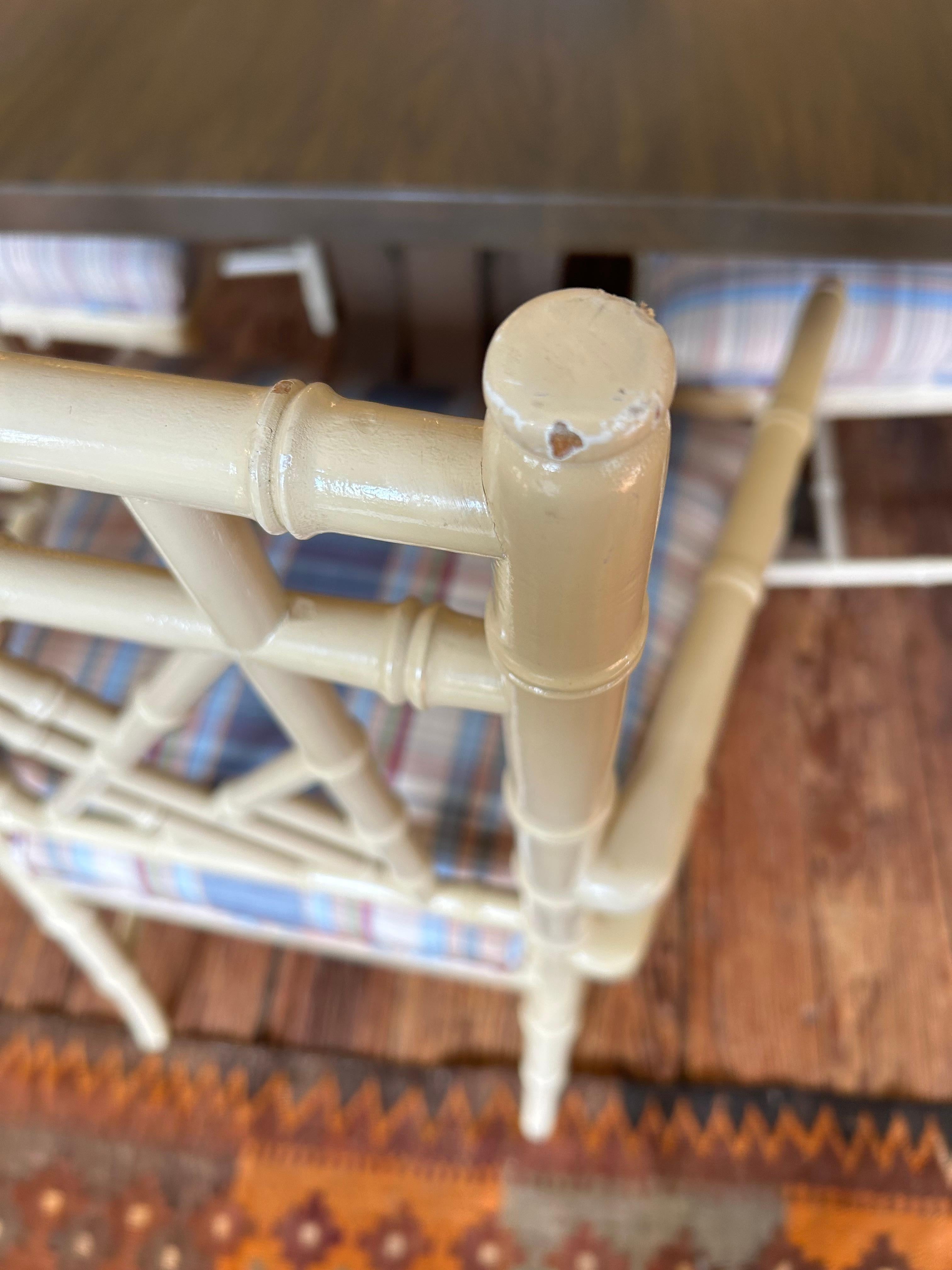 Clásico Juego de 8 Sillas de Comedor de Bambú Pintado Estilo Chinoiserie en venta 12