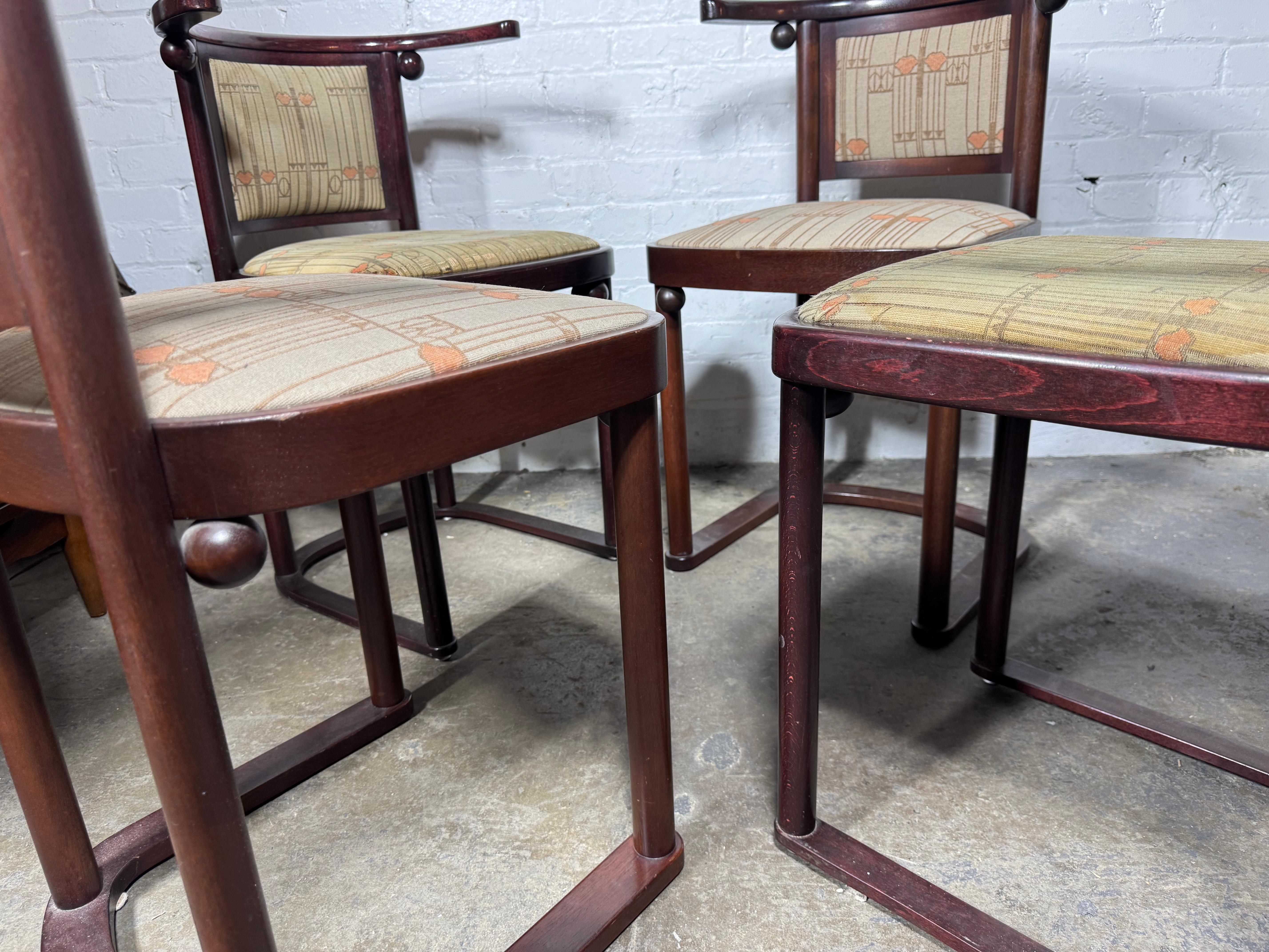 Secessione di Vienna Set classico di quattro sedie Fledermaus di Josef Hoffmann per Wittmann in vendita