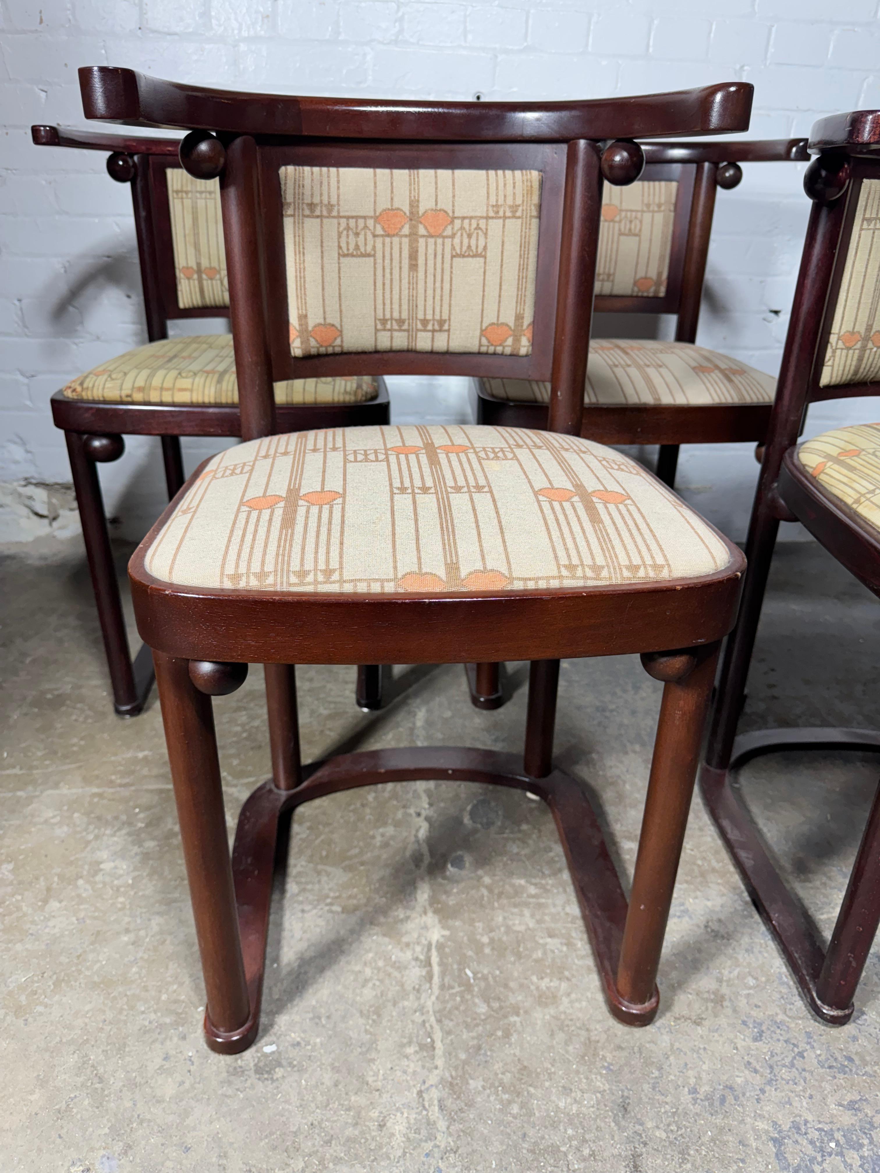 Tessuto Set classico di quattro sedie Fledermaus di Josef Hoffmann per Wittmann in vendita