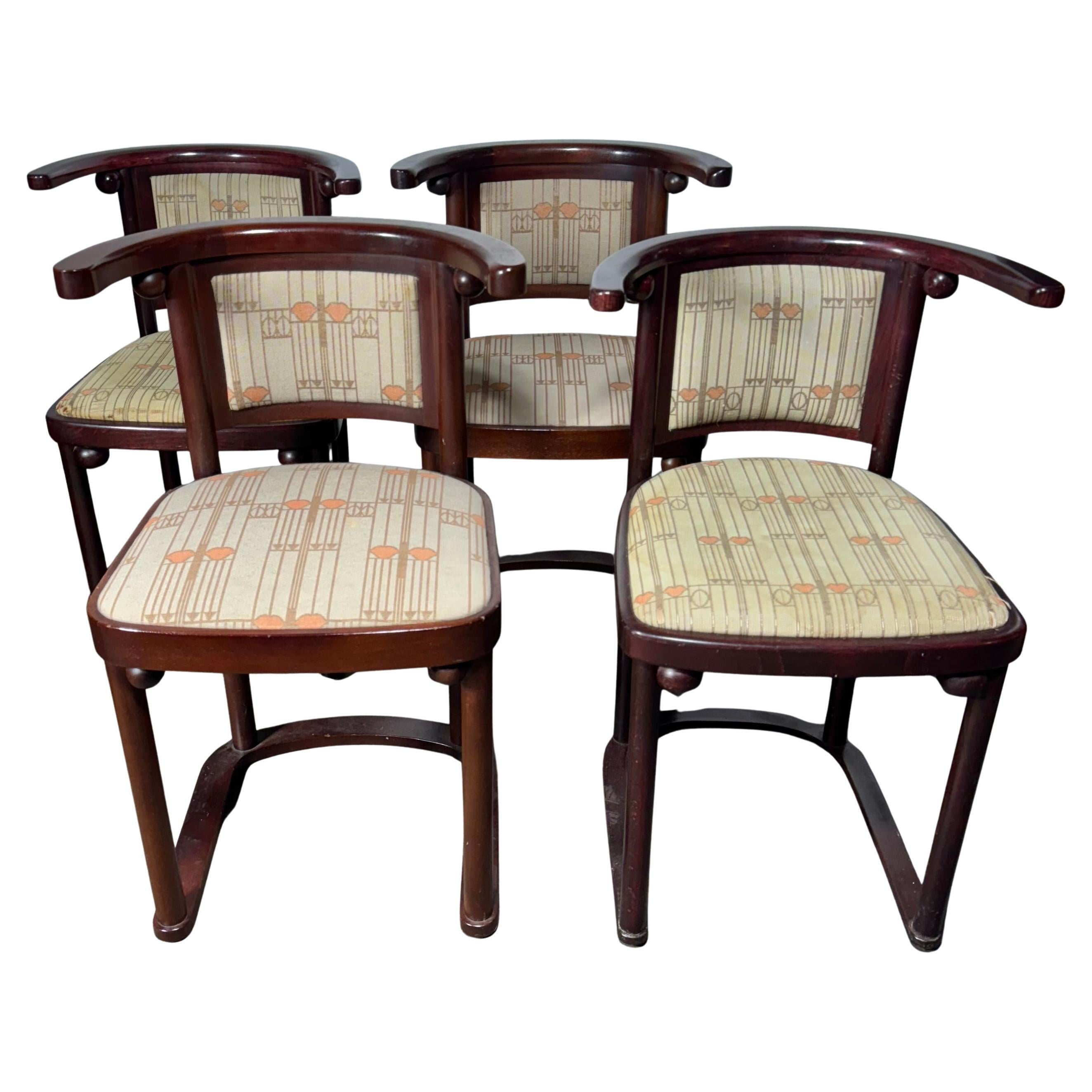 Ensemble classique de quatre chaises Fledermaus par Josef Hoffmann pour Wittmann