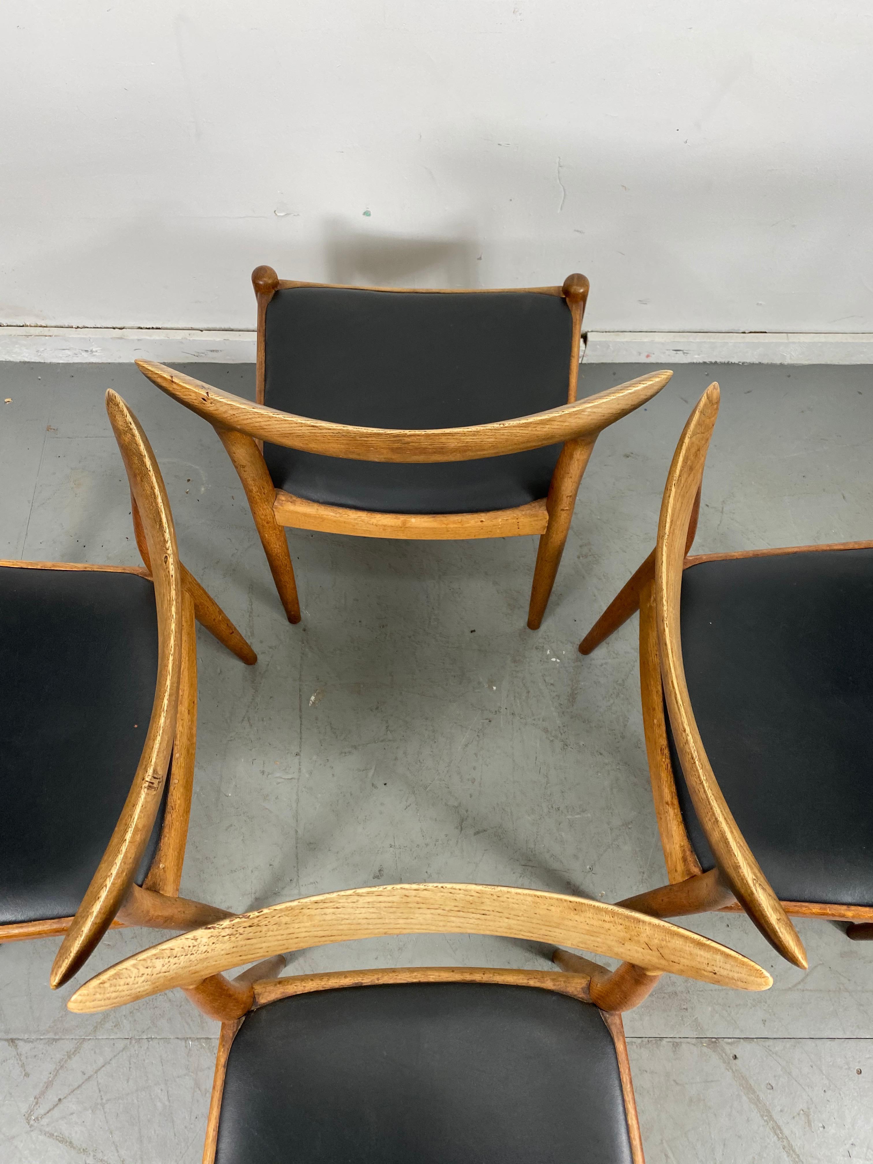 Mid-20th Century Classic Set of Four W2 Dining Chairs by Hans Wegner / Denmark