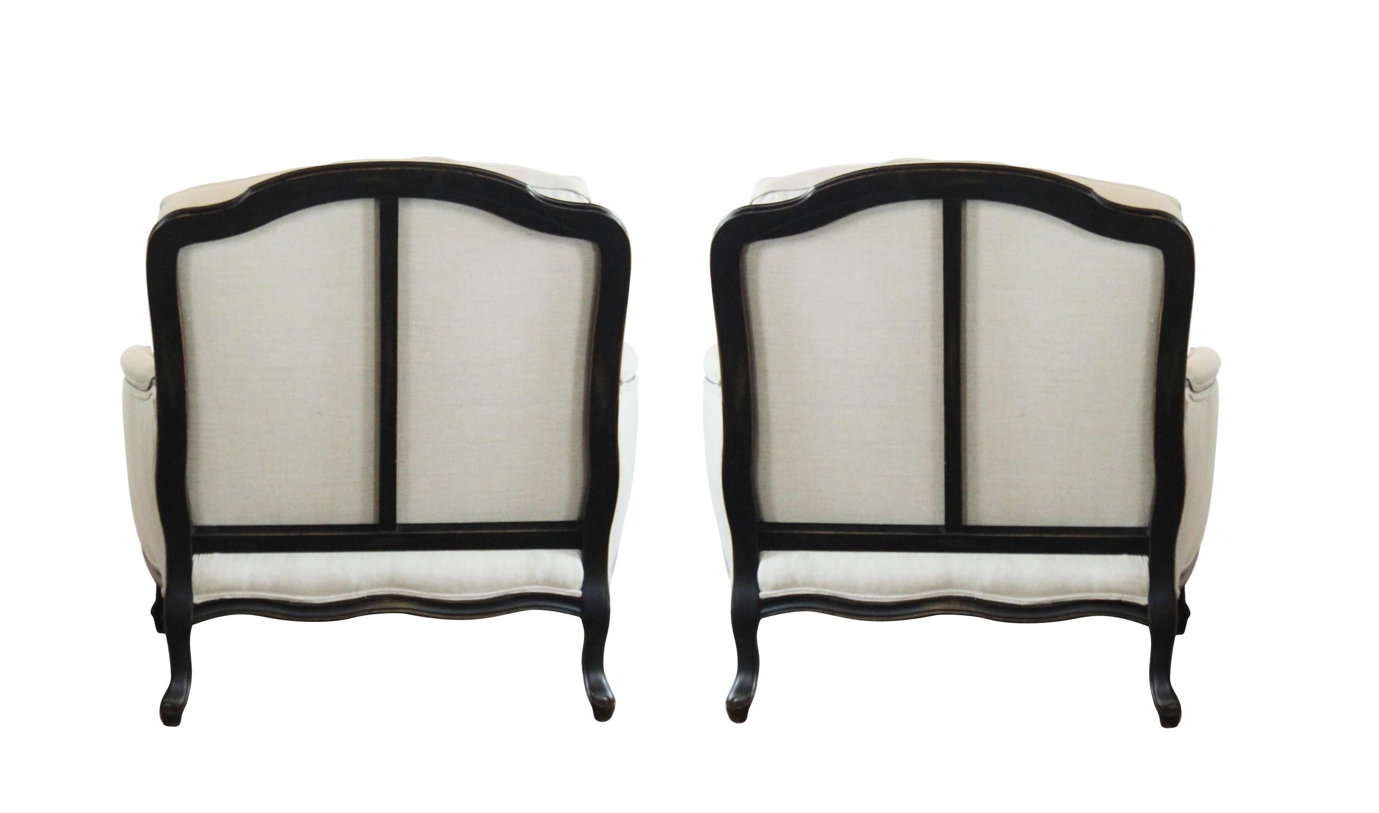 Mid-20th Century Classic Set of Large French Louis XV Style Bergères with Ottomans