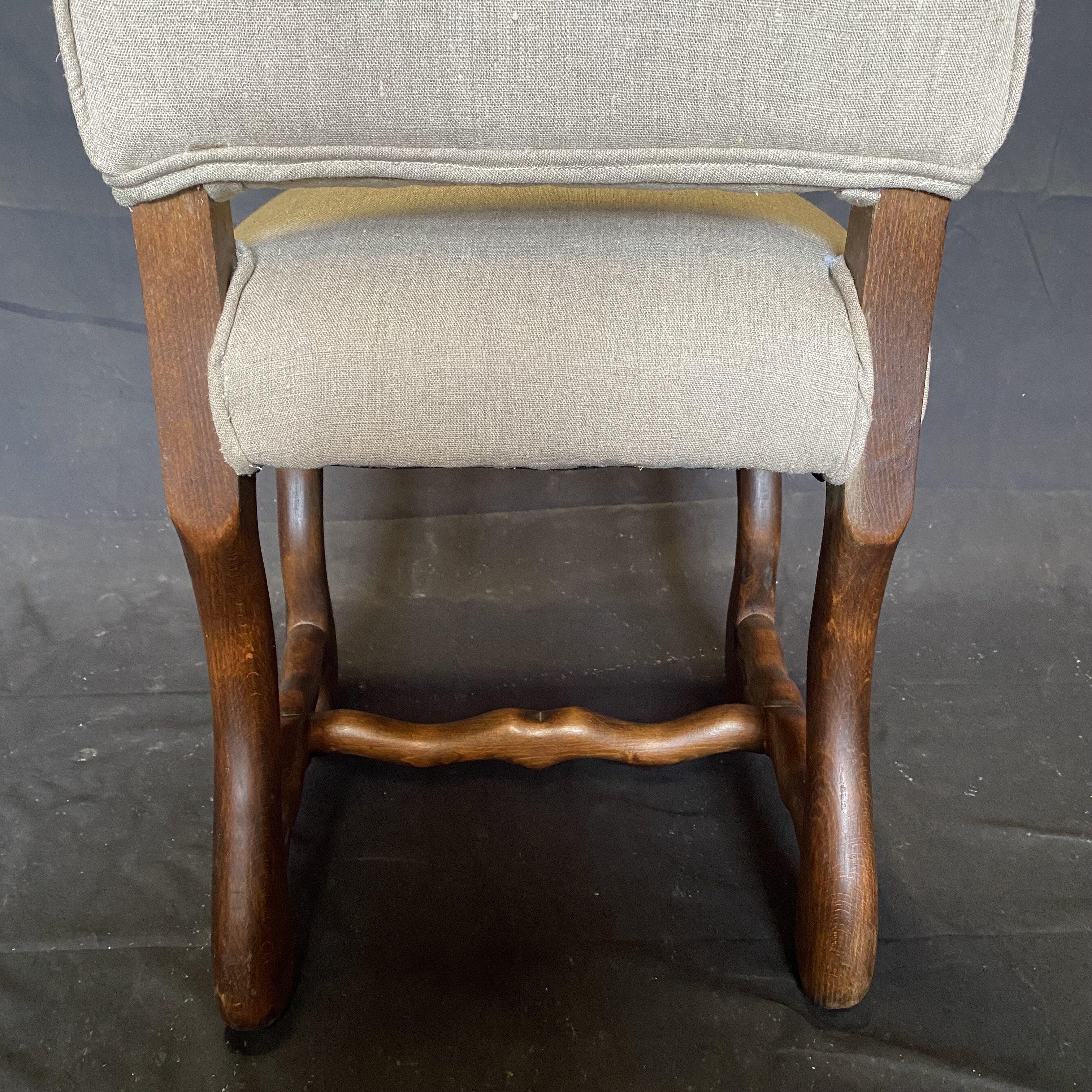 Classic Set of Six Vintage French Walnut Os de Mouton Dining Side Chairs 7