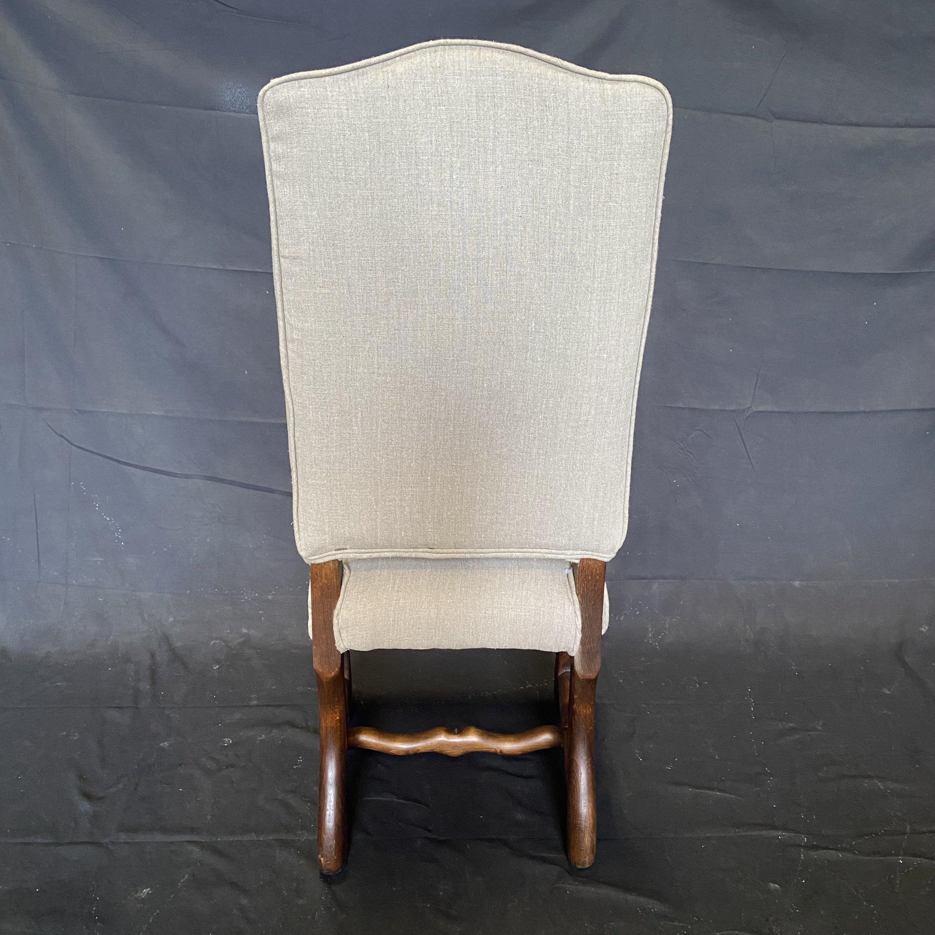 Mid-20th Century Classic Set of Six Vintage French Walnut Os de Mouton Dining Side Chairs