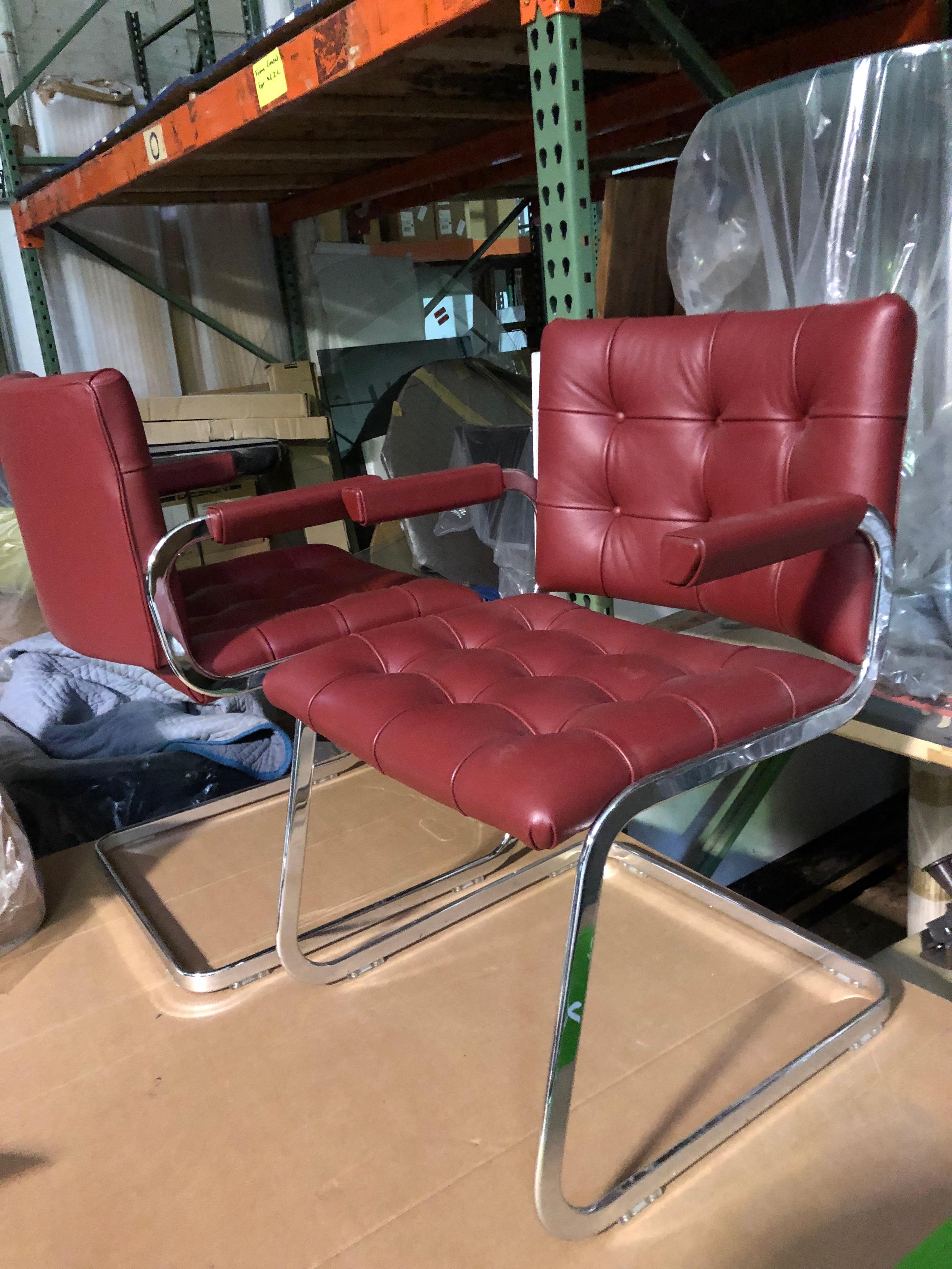 de Sede Classic Set of Three Haussmann RH 305 Red Leather Cantilever Armchairs 1