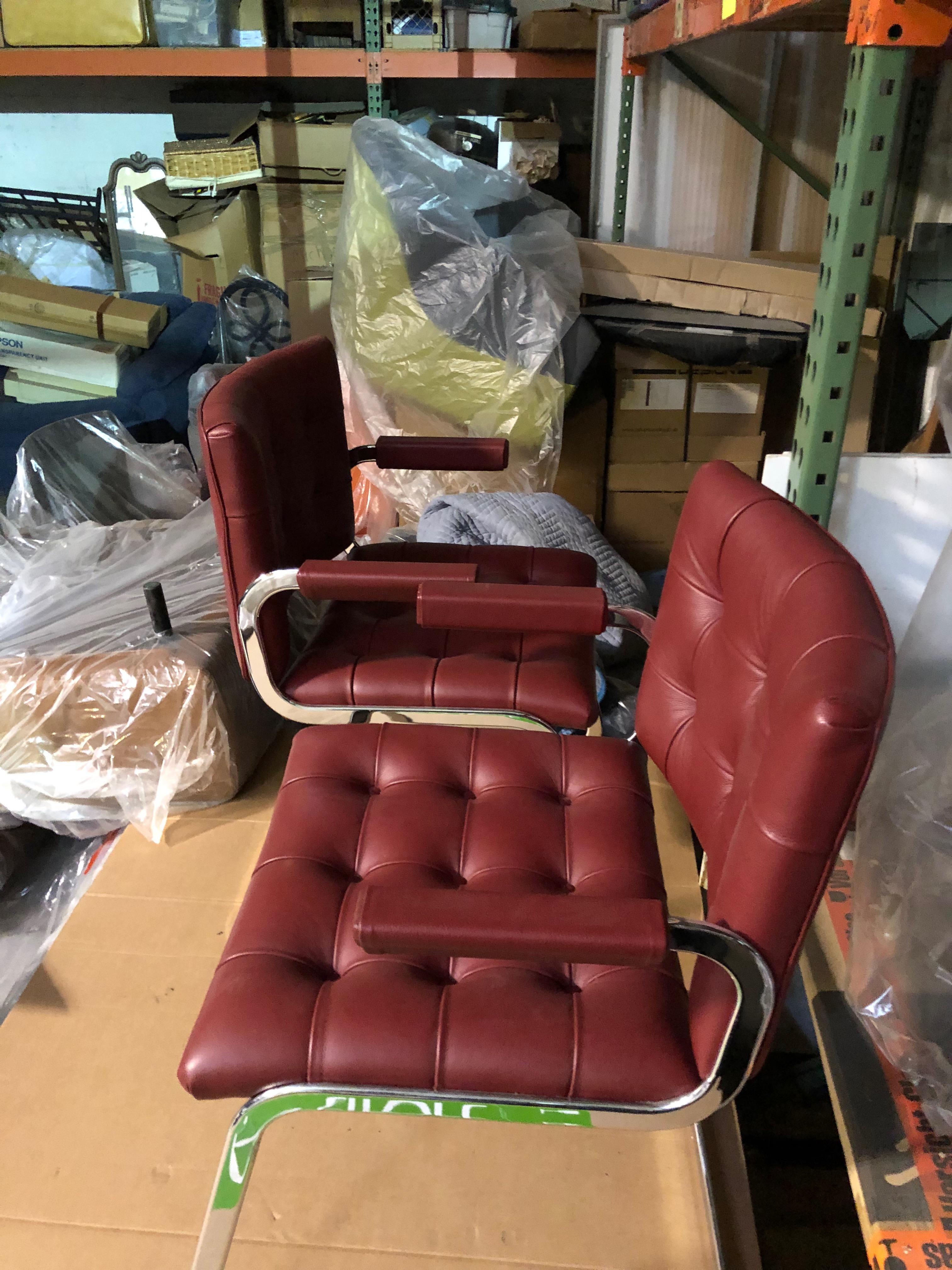 de Sede Classic Set of Three Haussmann RH 305 Red Leather Cantilever Armchairs 2