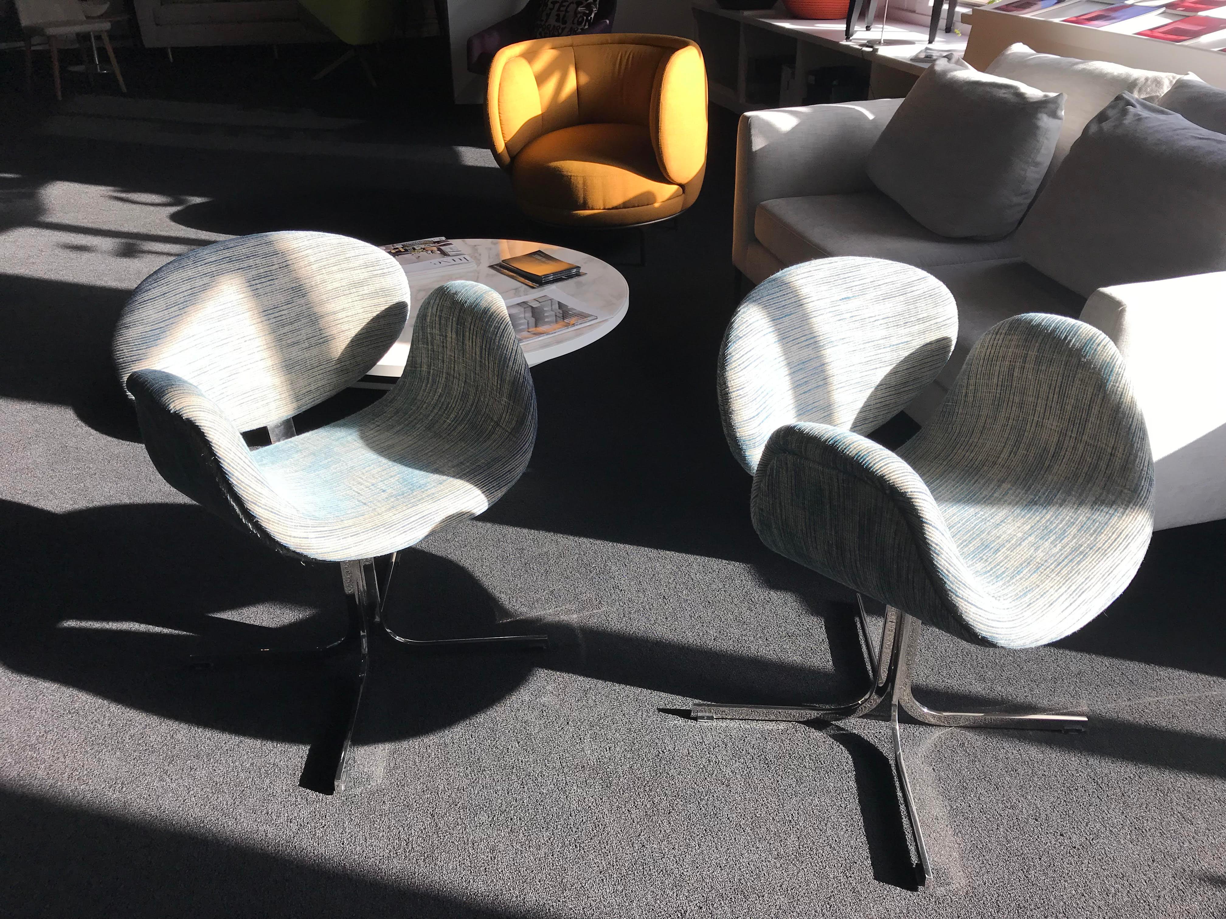 Mid-Century Modern Classic Artifort Set of Two Little Tulips Armchairs in Fabric