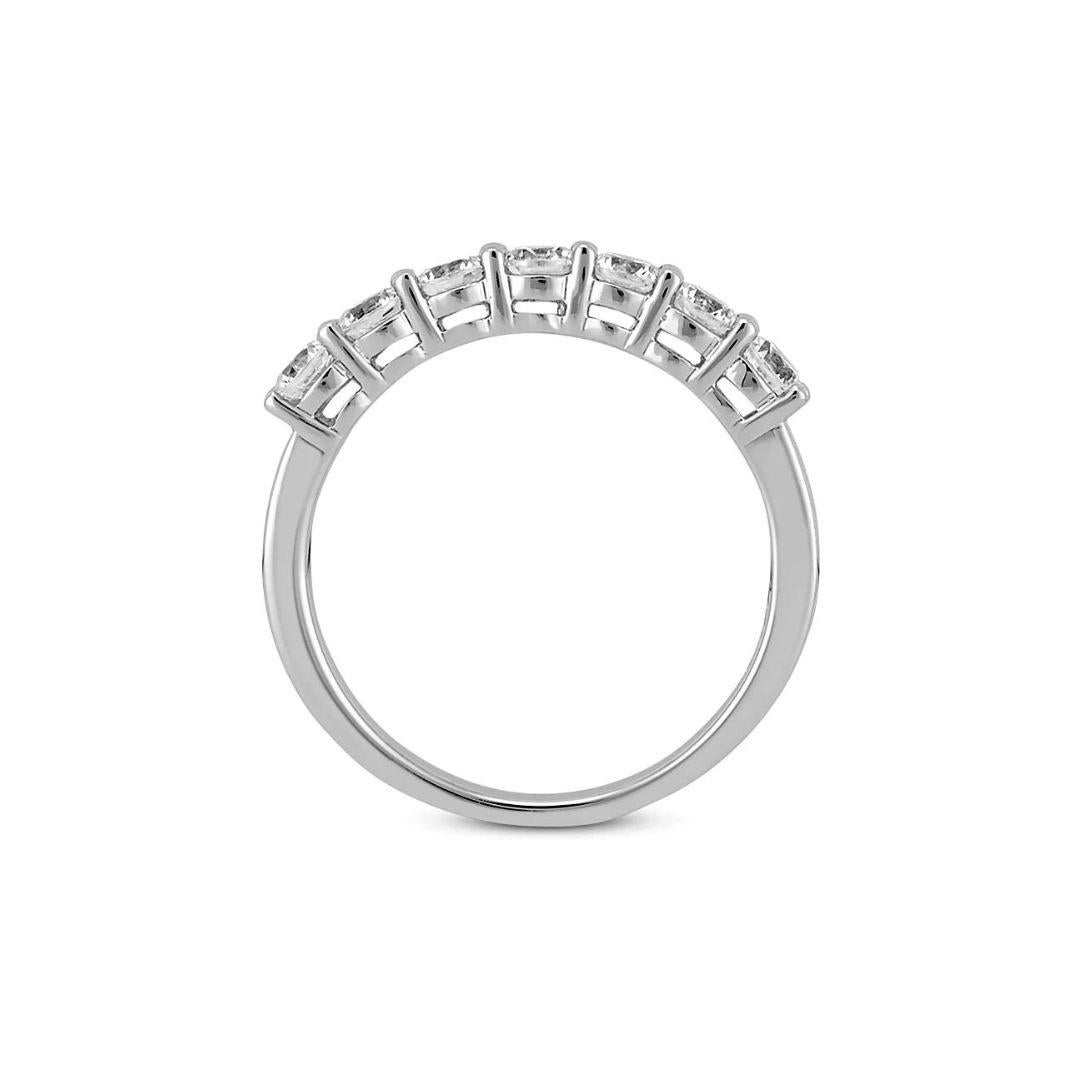 Round Cut Classic Seven Stone Prong Set Diamond Band in White Gold For Sale