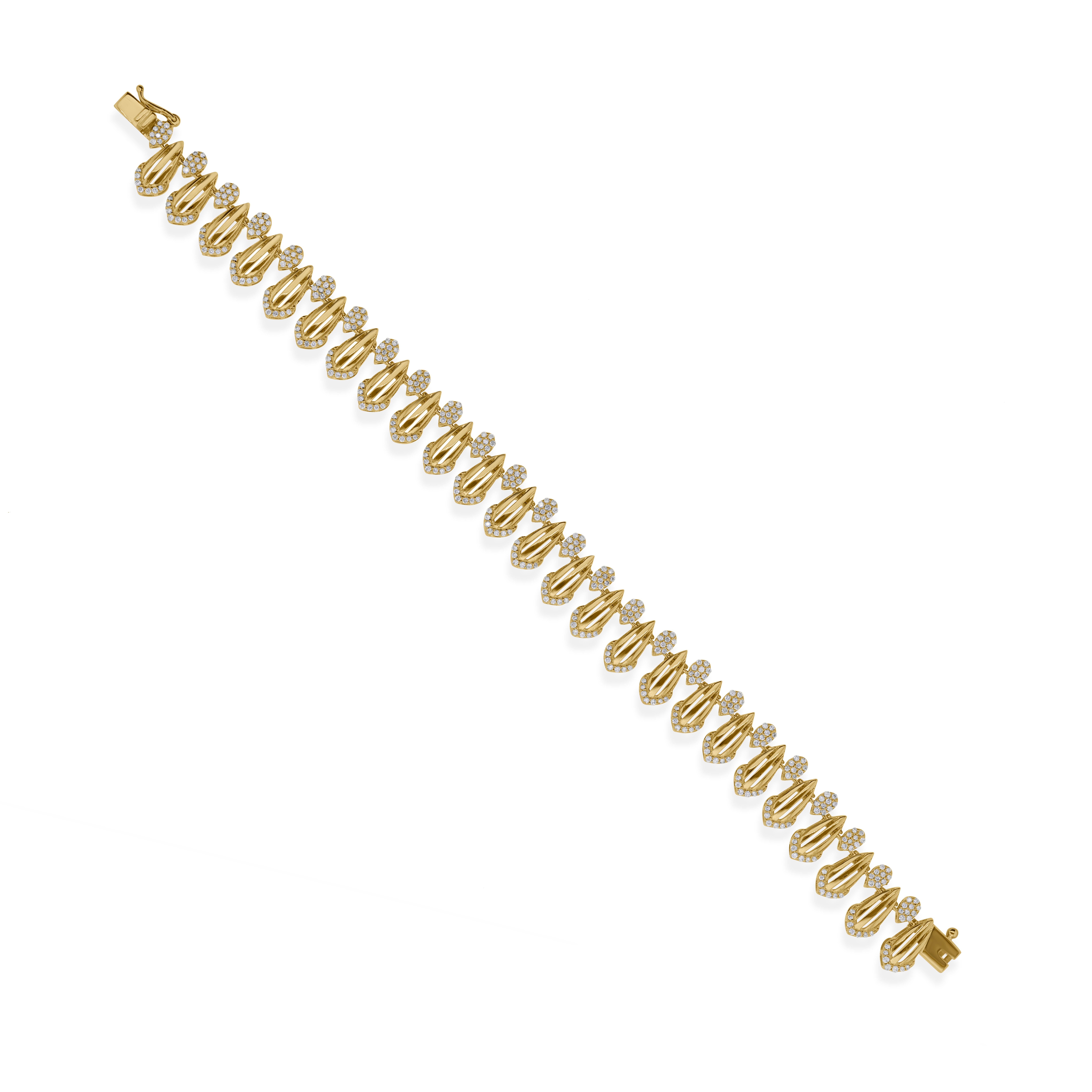 Bracelet classique en or jaune massif 18 carats avec diamant de couleur HI et de pureté SI en vente 1