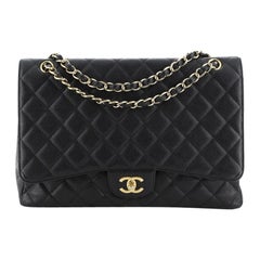 Classic Single Flap Bag Quilted Caviar Maxi