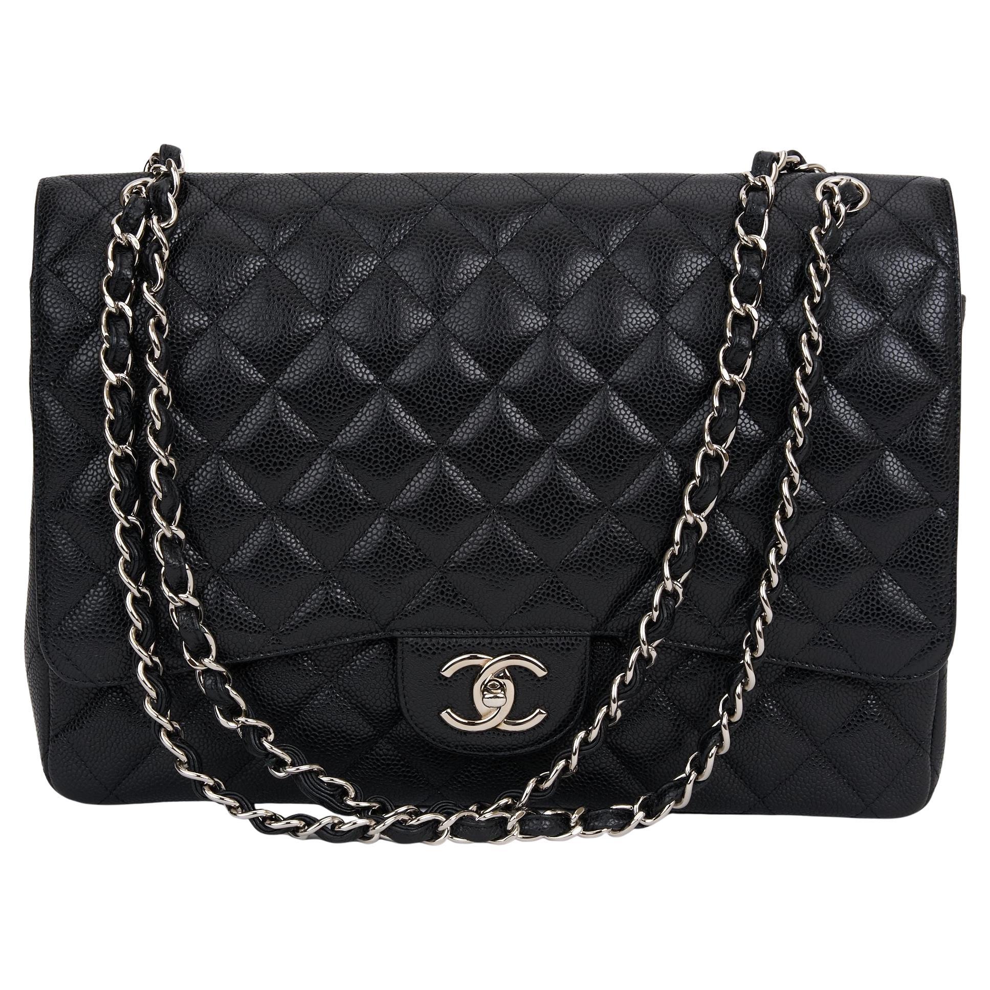 Classic Single Flap Maxi Quilted Caviar For Sale