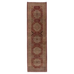 Tapis de couloir Sivas classique, large, rouge, vers les années 1930