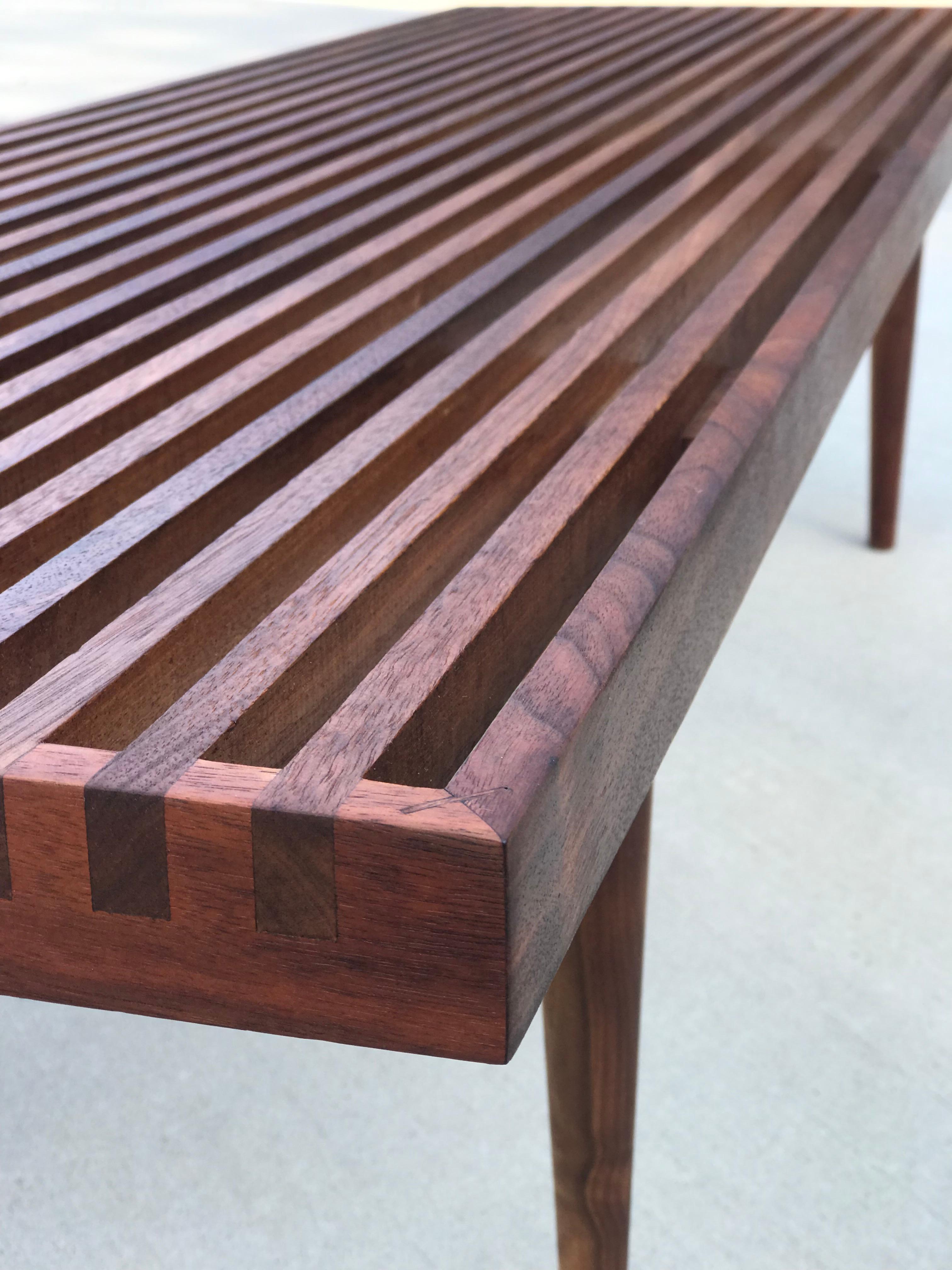 Mid-Century Modern Classic Slat Bench or Coffee Table by Mel Smilow