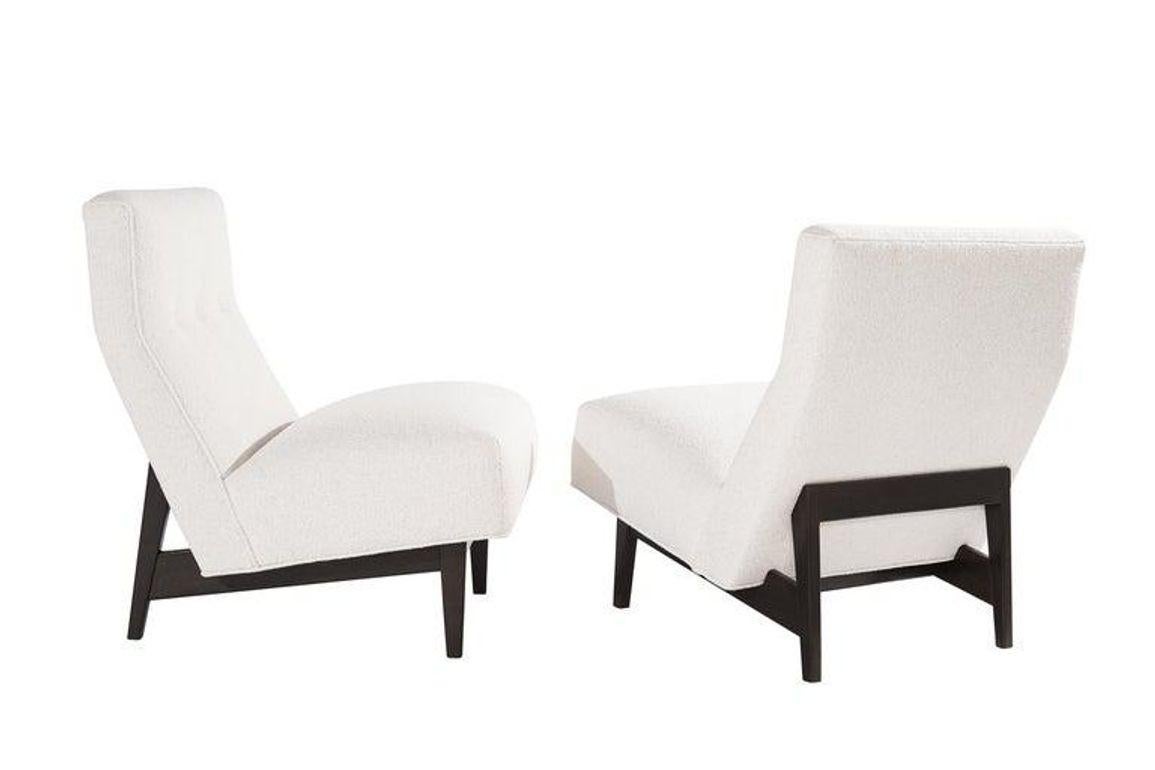 Classic Slipper Chairs by Jens Risom in Bouclé, C. 1950s For Sale 7
