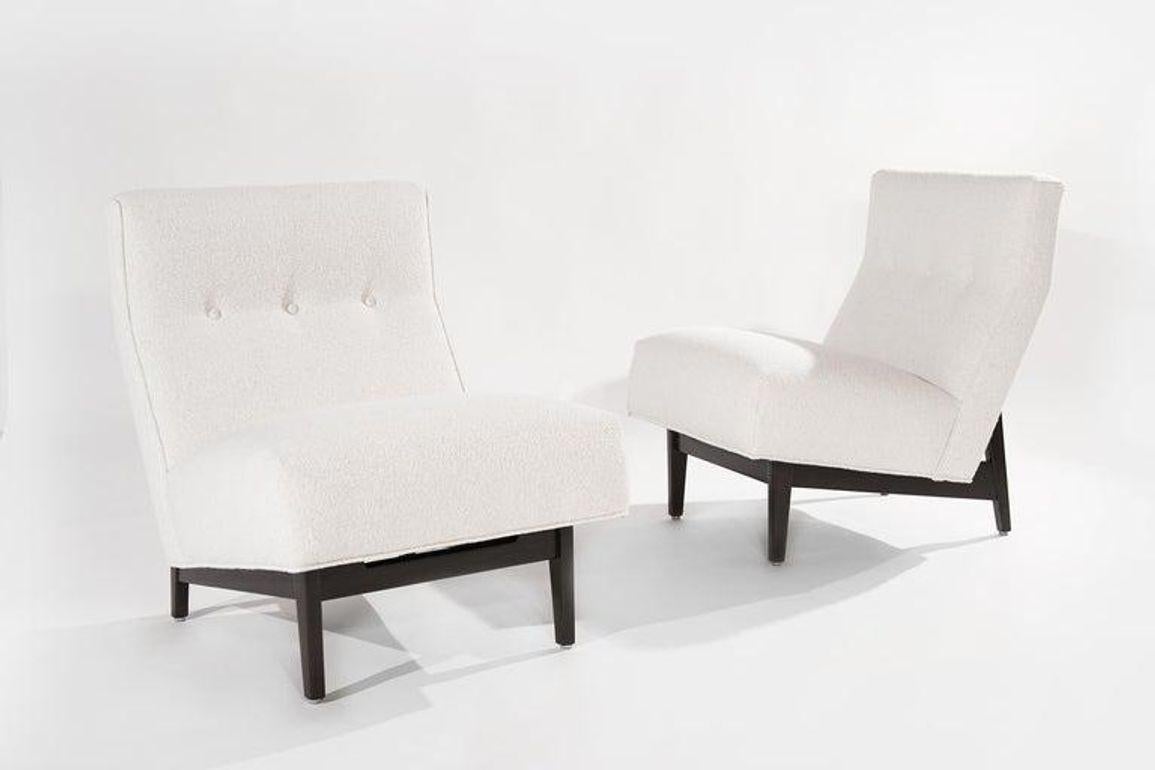 American Classic Slipper Chairs by Jens Risom in Bouclé, C. 1950s For Sale