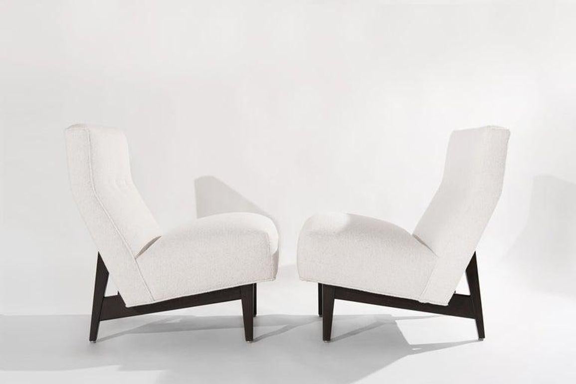 20th Century Classic Slipper Chairs by Jens Risom in Bouclé, C. 1950s For Sale