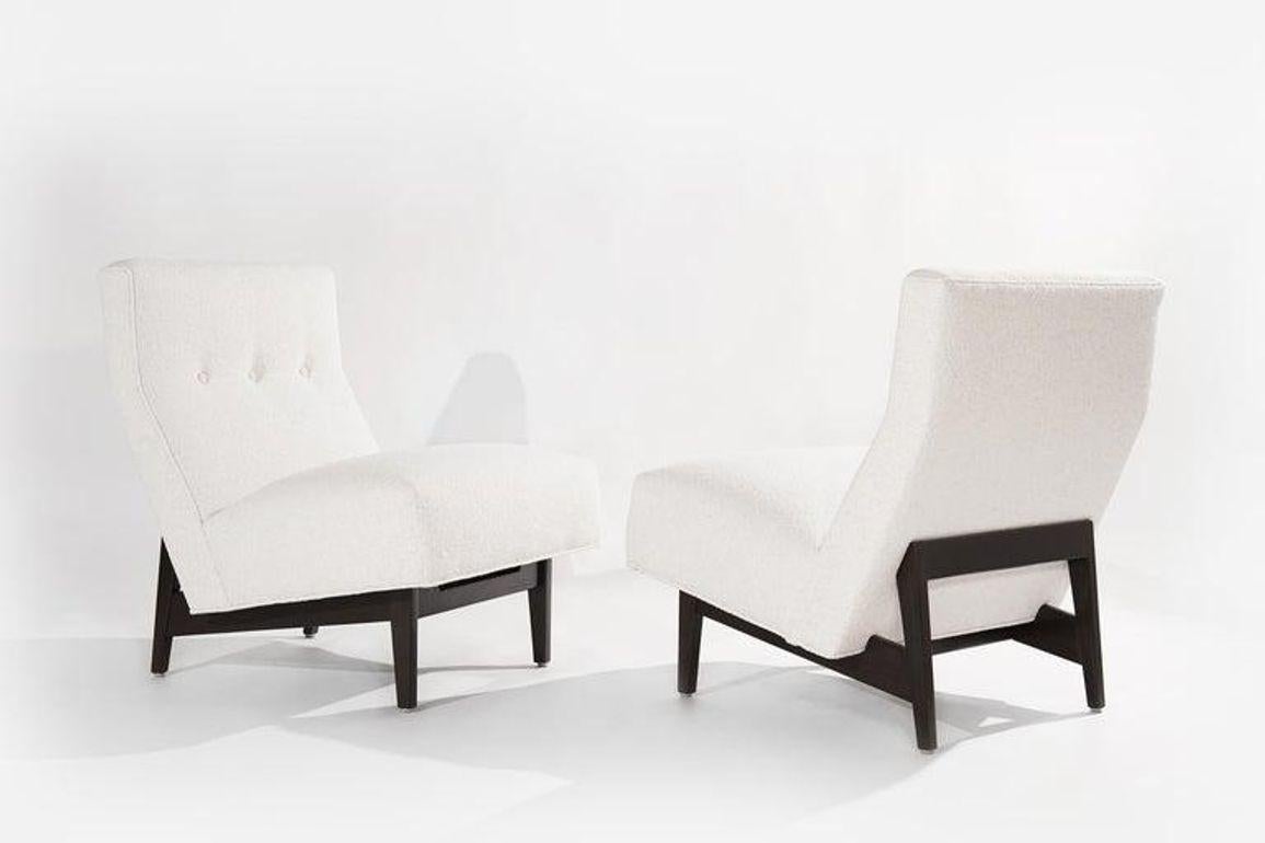 Classic Slipper Chairs by Jens Risom in Bouclé, C. 1950s For Sale 1