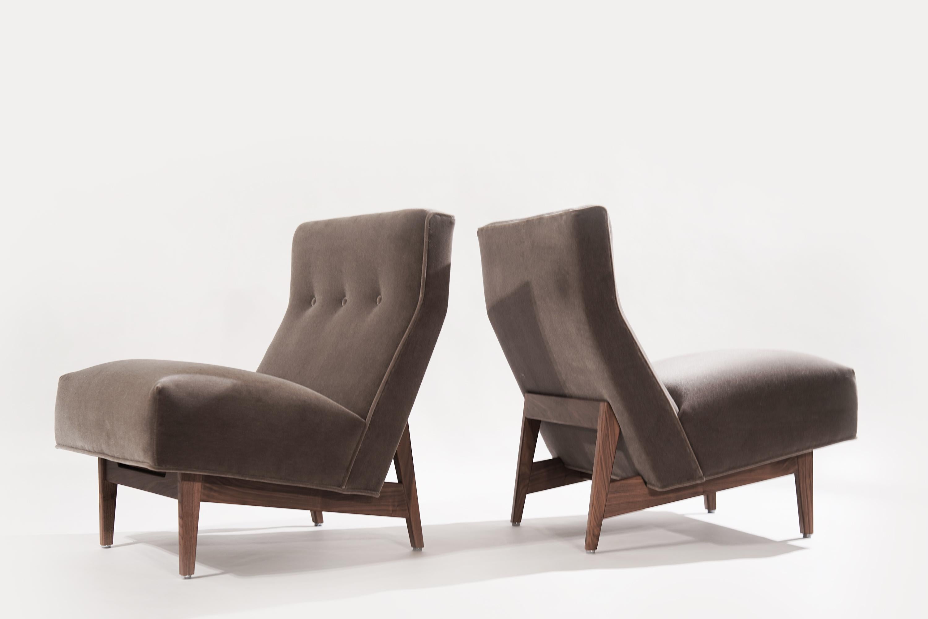 Classic Slipper Chairs by Jens Risom in Mohair, circa 1950s 7