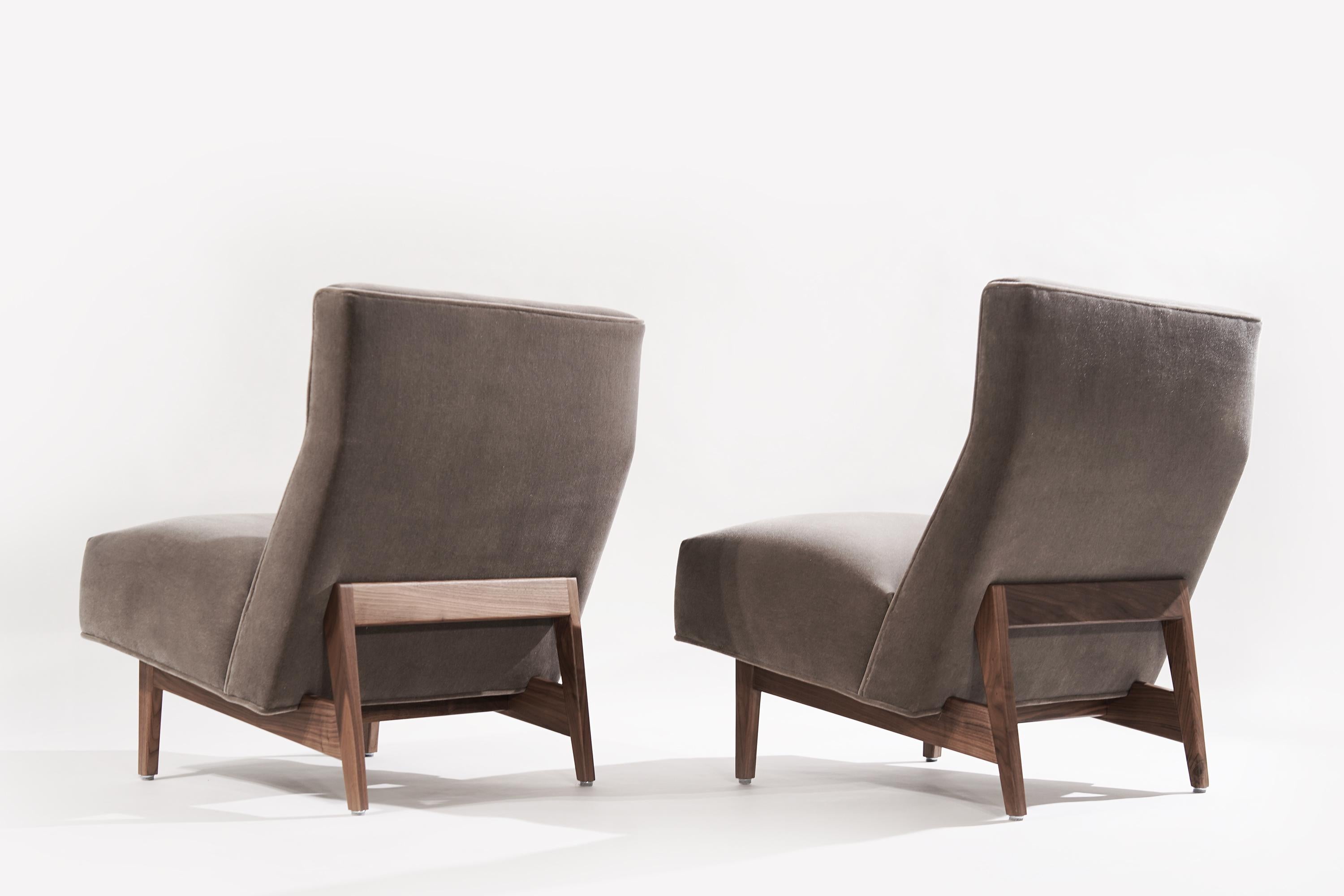 American Classic Slipper Chairs by Jens Risom in Mohair, circa 1950s
