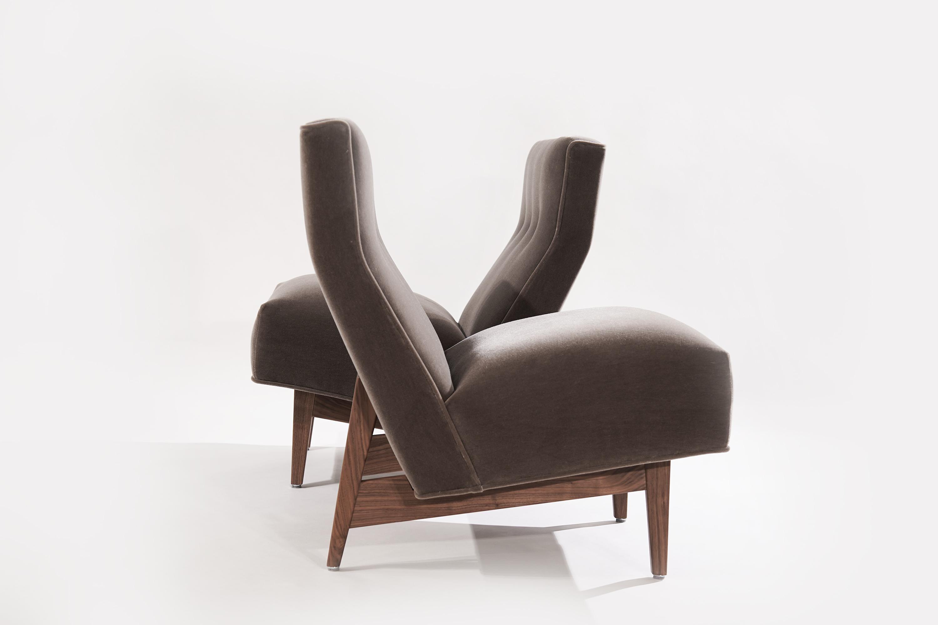 20th Century Classic Slipper Chairs by Jens Risom in Mohair, circa 1950s