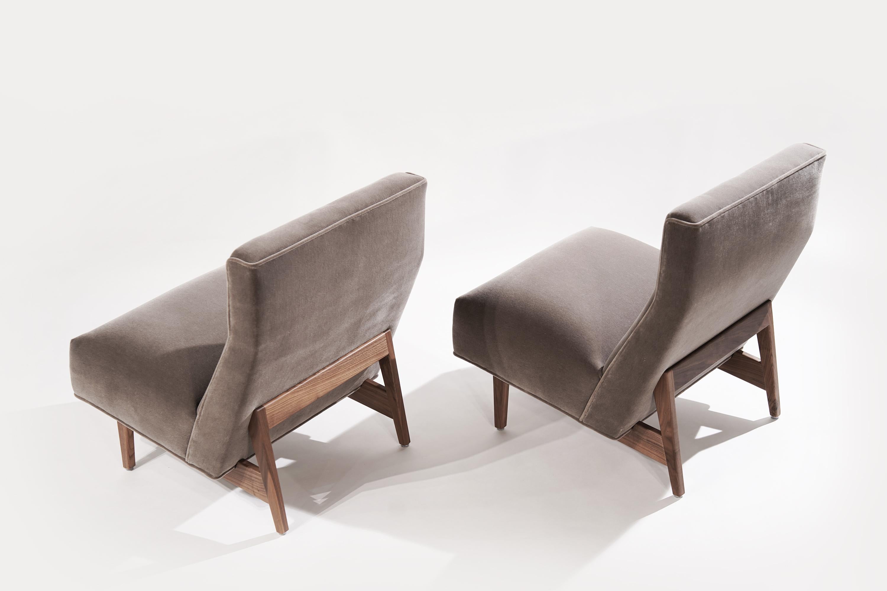 Classic Slipper Chairs by Jens Risom in Mohair, circa 1950s 3