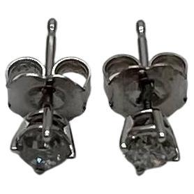 Classic Small Diamond Round Shape Brilliant Cut 14K White Gold Stud Earrings